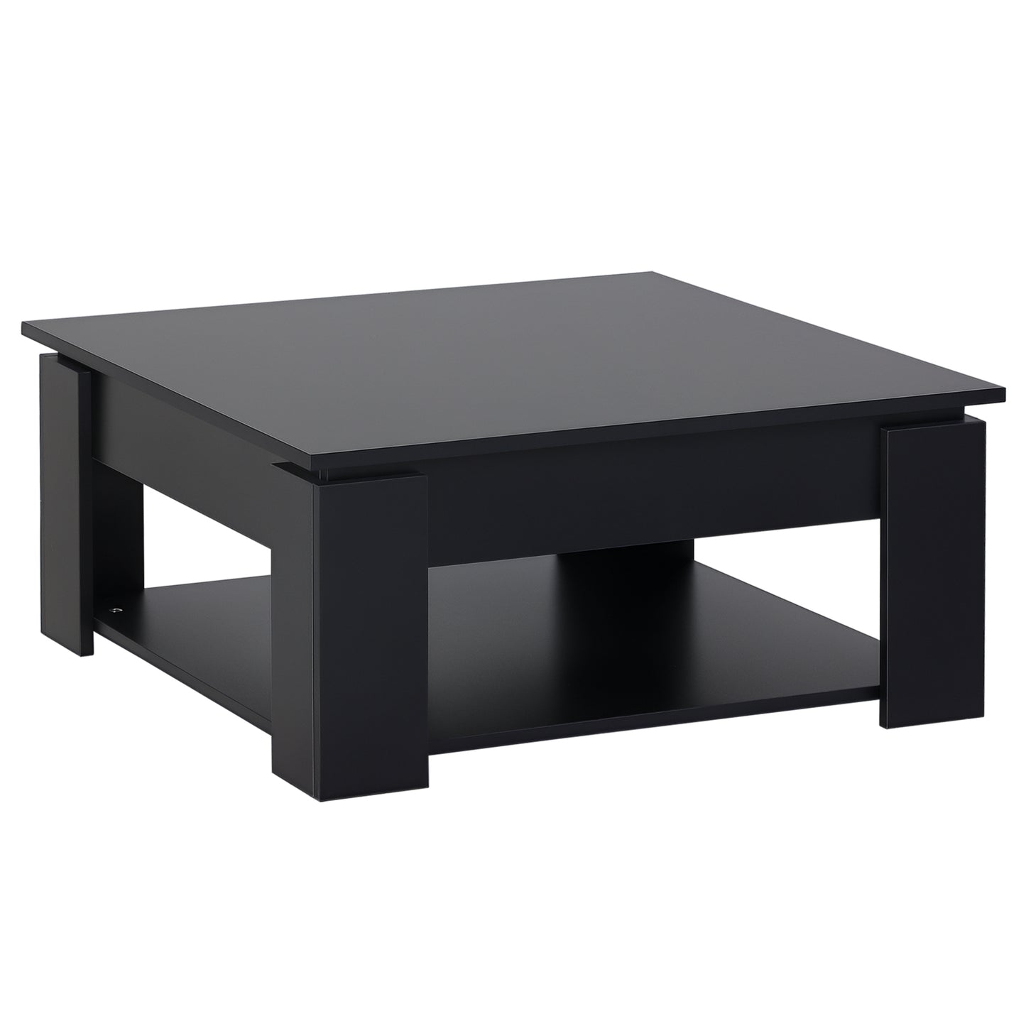 HOMCOM Modern Coffee Table with Storage Shelf, Square Cocktail Table, Center Table for Living Room, Grey
