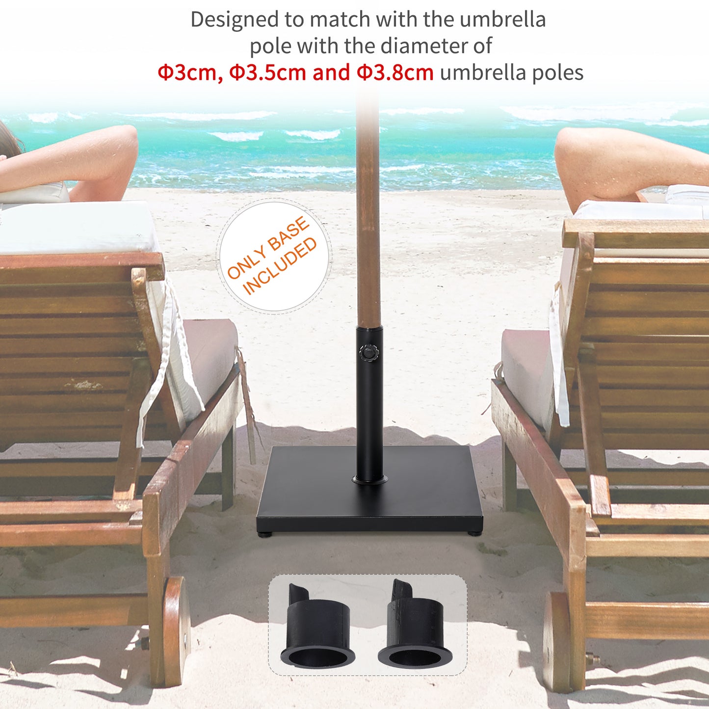 Outsunny 29 lbs Market Umbrella Base Holder 16" Heavy Duty Square Parasol Stand for Patio, Outdoor, Backyard, Black