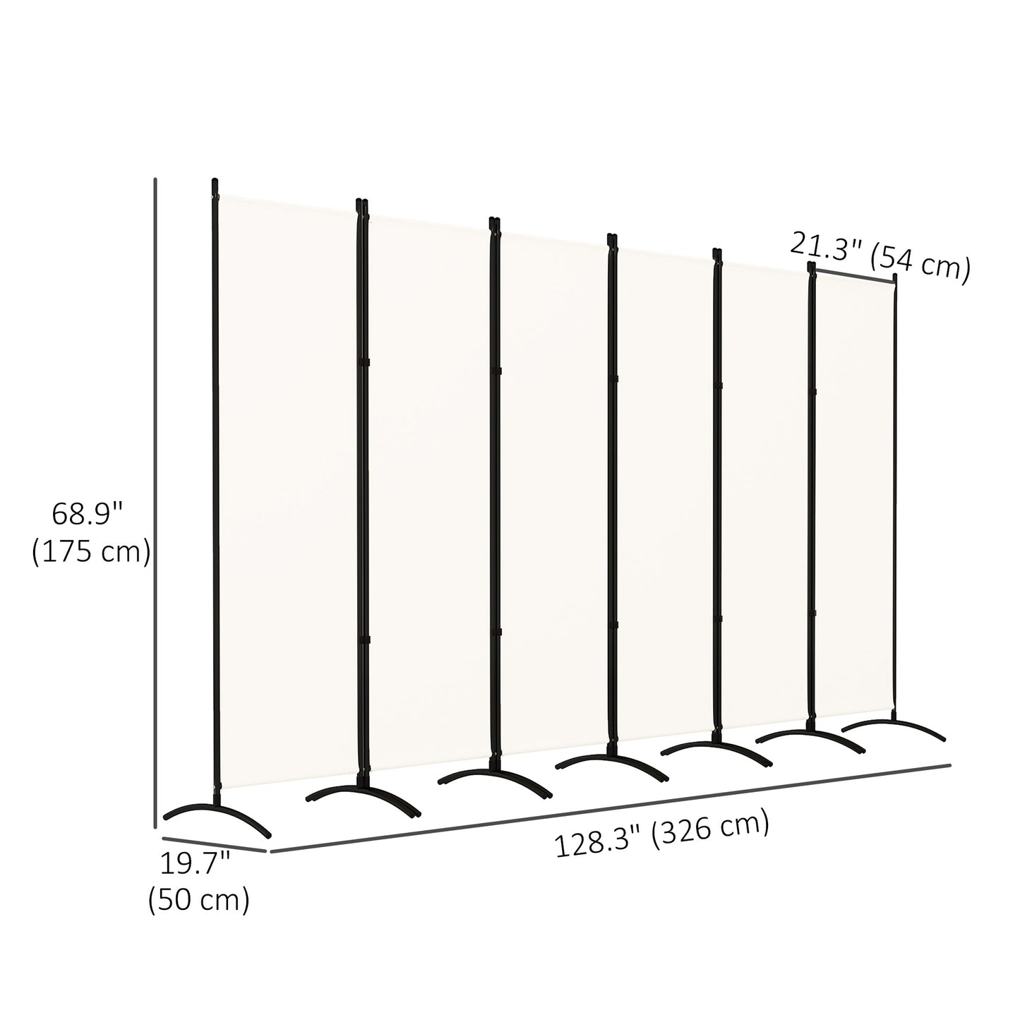 Outsunny 6 Panel Folding Room Divider, UV30+ Privacy Screen, Indoor Outdoor Privacy Panel with Stable Base, Black