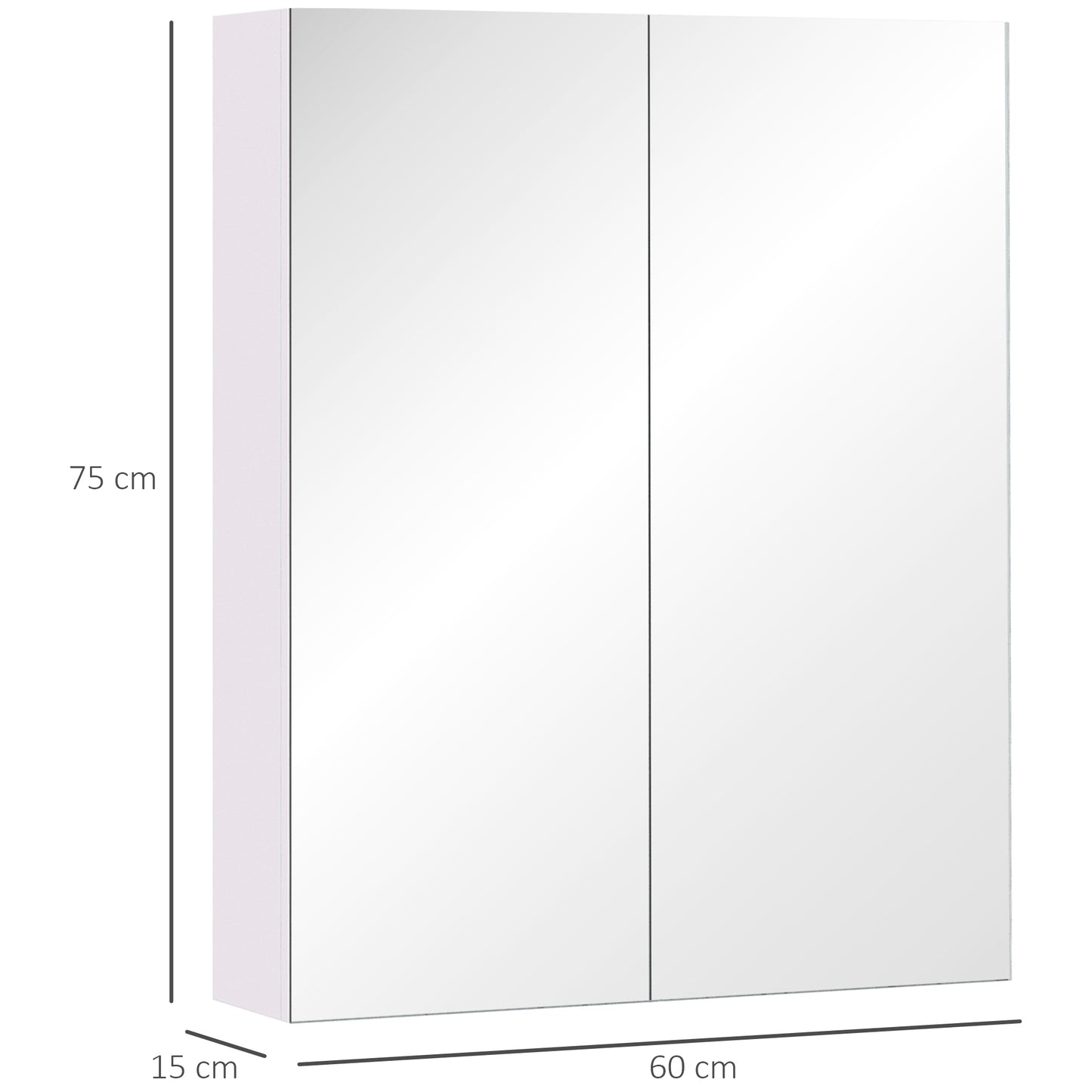 HOMCOM Wall Mount Mirrored Medicine Cabinet, Bathroom Mirror Cabinet with Adjustable Shelf, Double Soft Closing Doors, Light Lilac
