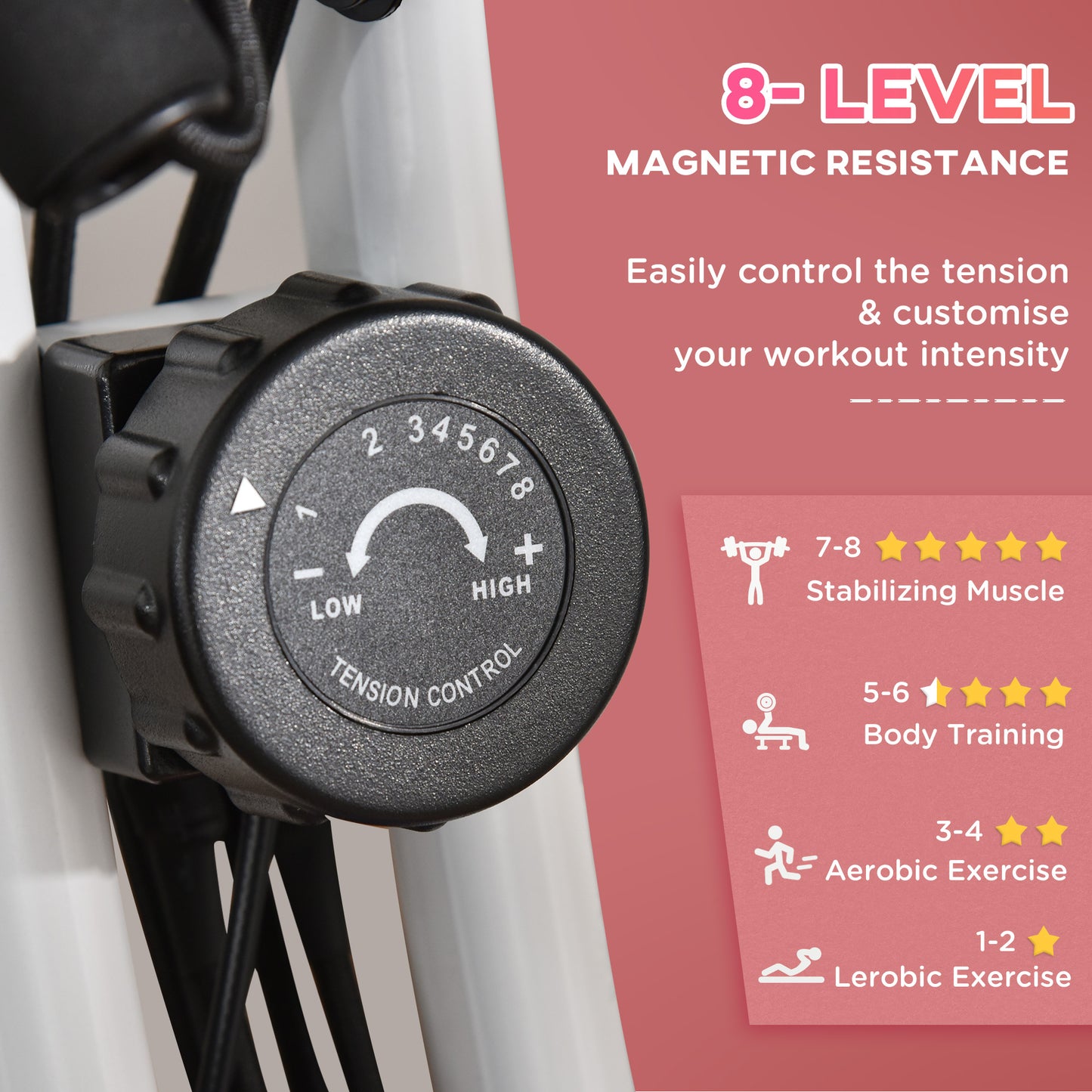 Soozier 3 in 1 Folding Exercise Bike, Foldable Stationary Bike with 8-Level Magnetic Resistance, Adjustable Seat, Black
