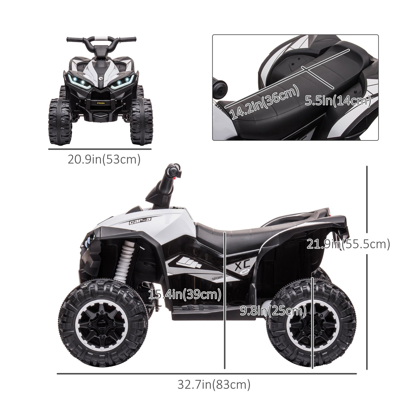 Aosom Kids 4 Wheeler Quad with Music, Headlights, High & Low Speed, Kids ATV for 3-5 Years Old Boys & Girl, Yellow