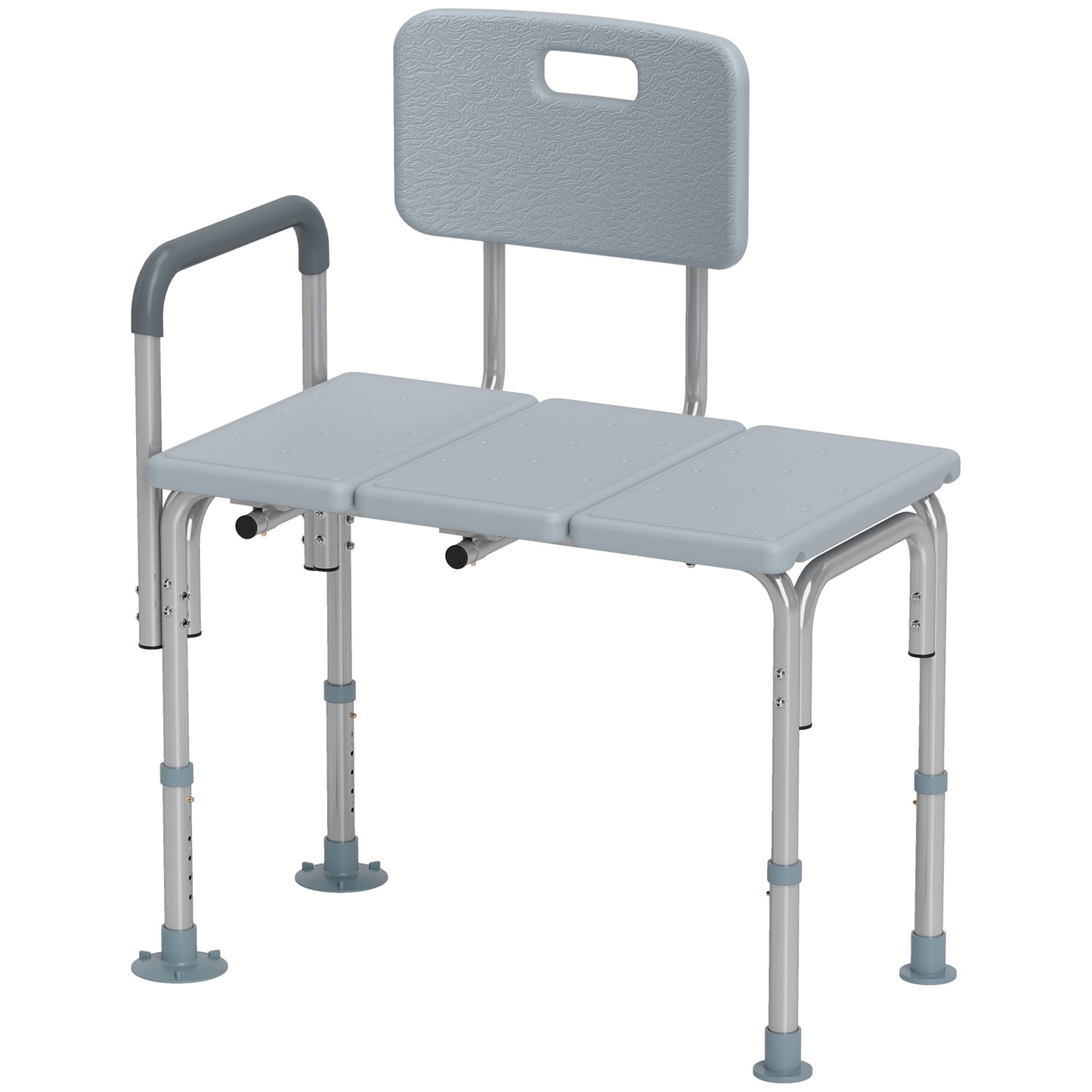 HOMCOM Bath Chair with Back, Adjustable Height Non-slip Shower Stool Bench Tool-Free Assembly Bathroom Aids, White