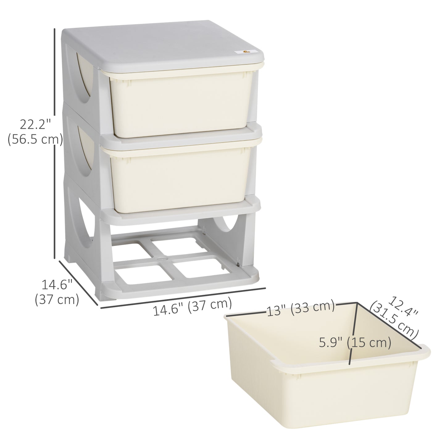 Qaba 3 Tier Kids Toy Organizer and Storage Bins with 3 Plastic Drawers, Blue