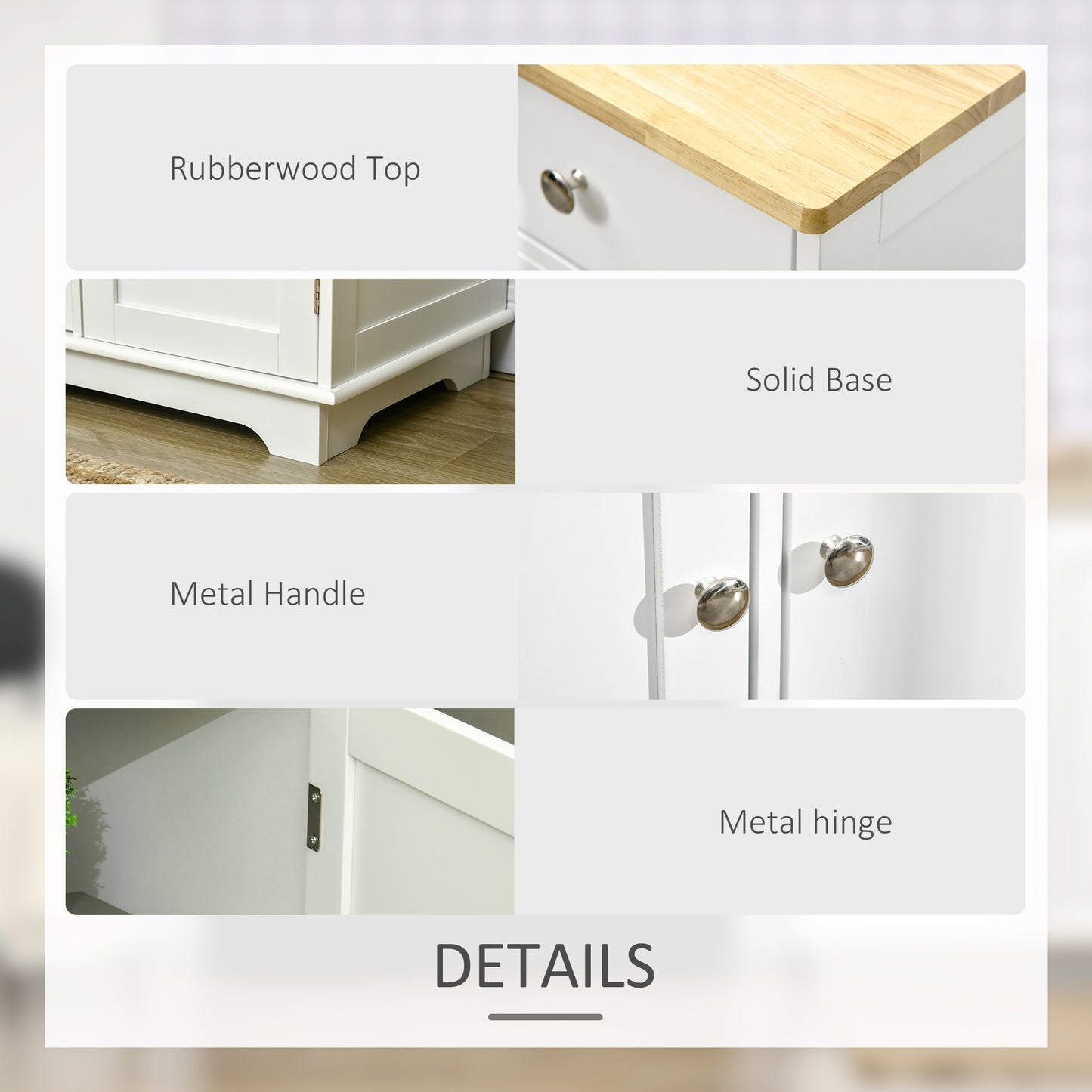 HOMCOM Modern Sideboard, Buffet Cabinet with Storage Cabinets, Drawers and Adjustable Shelves for Living Room, White