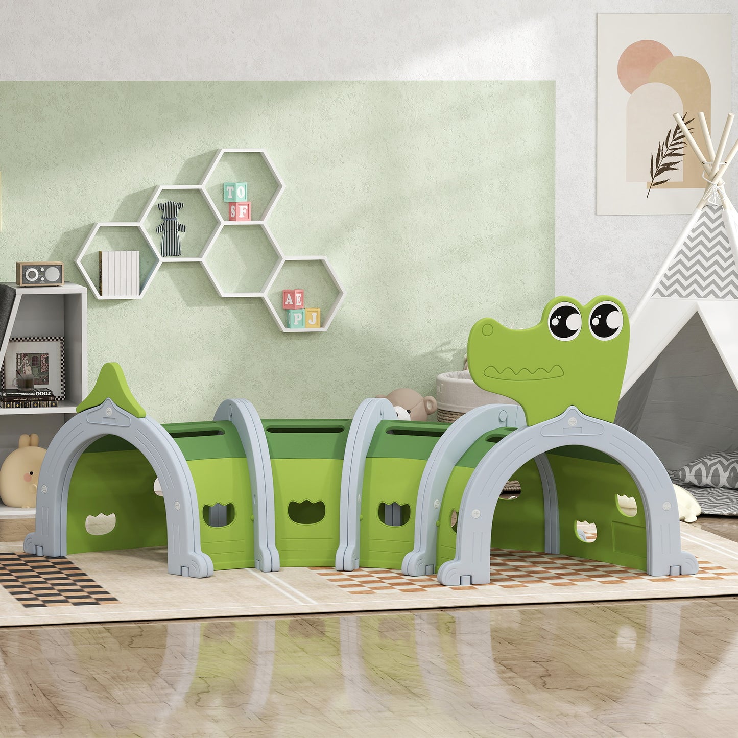 Qaba Lion Design Tunnel for Kids to Crawl Through, for 3-6 Years, Multicoloured