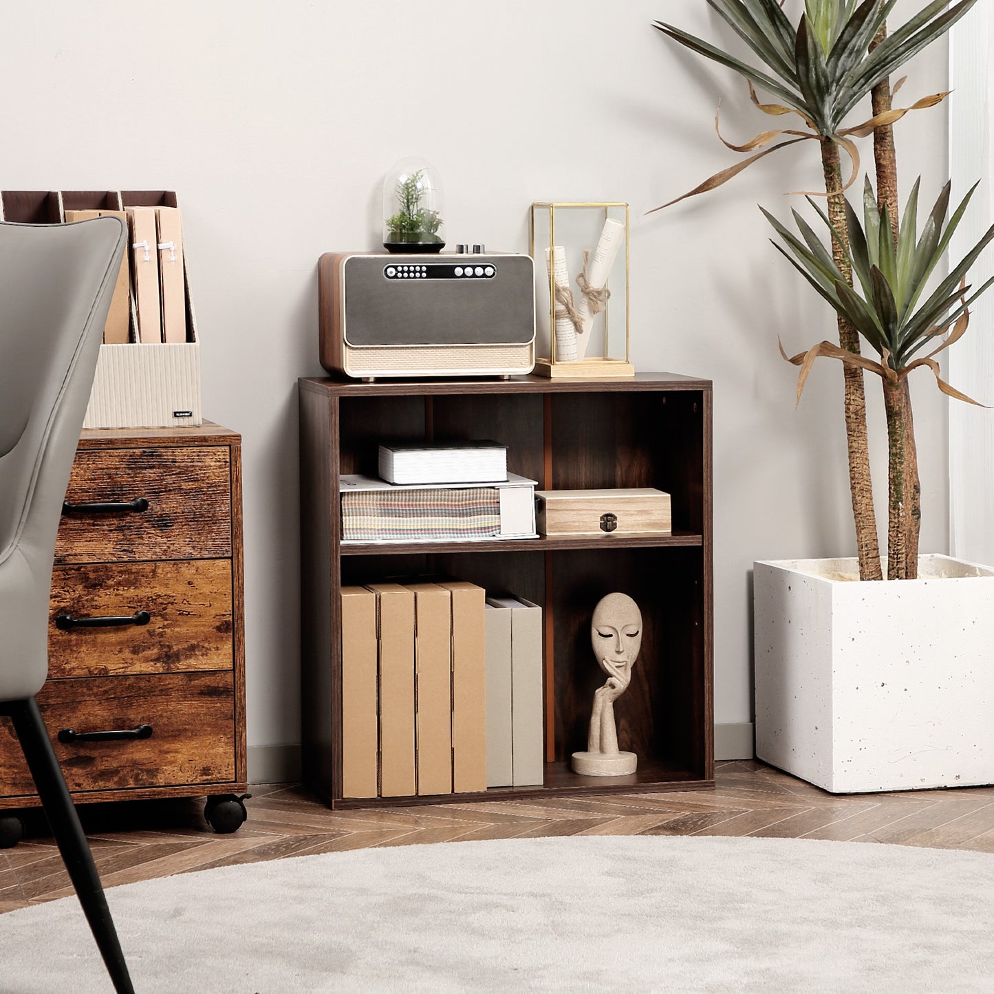 HOMCOM 5-Tier Bookcase, Storage Bookshelf, Display Shelves with Adjustable Shelves for Living Room, Home Office, Nature Wood