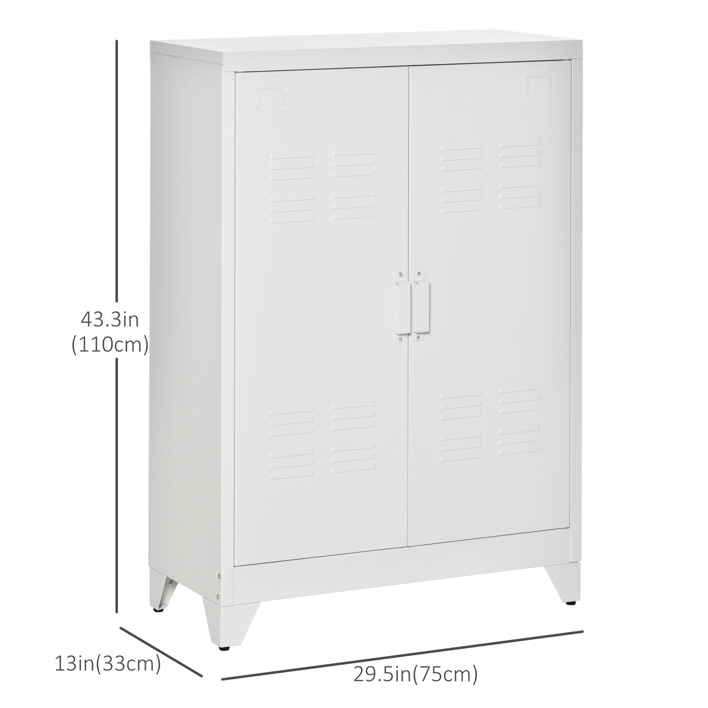 HOMCOM Metal Storage Cabinet, Industrial Sideboard Buffet Cabinet with 2 Louvered Doors, Adjustable Shelves, Grey