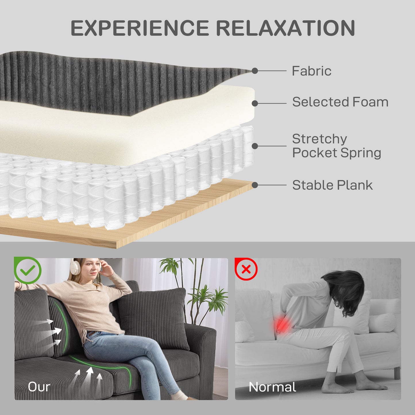 HOMCOM 3 Seater Sofa, 83.5" Modern Upholstered Couch with Pocket Spring and 2 Scatter Cushions for Living Room, Cream White