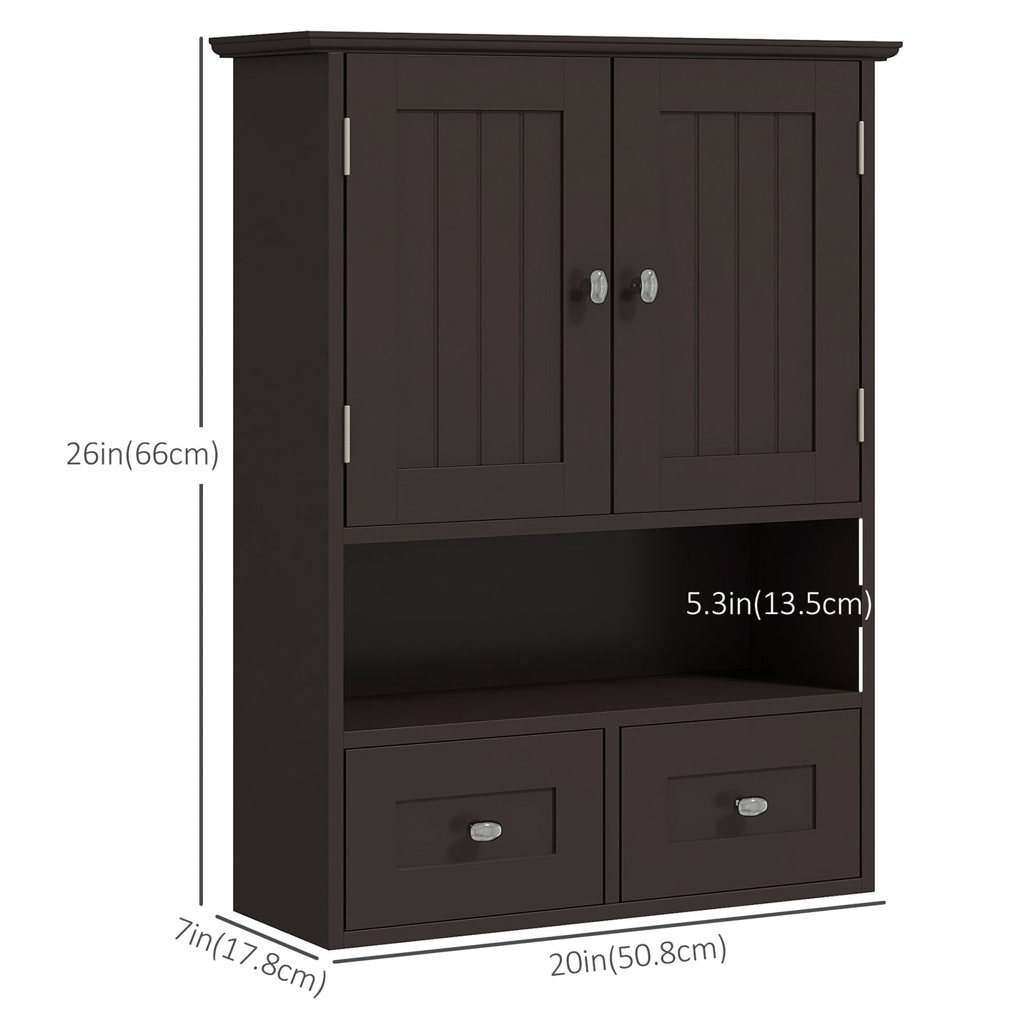 kleankin Bathroom Wall Cabinet, Medicine Cabinet, Over Toilet Storage Cabinet with Shelf and Drawers for Hallway, Living Room, White