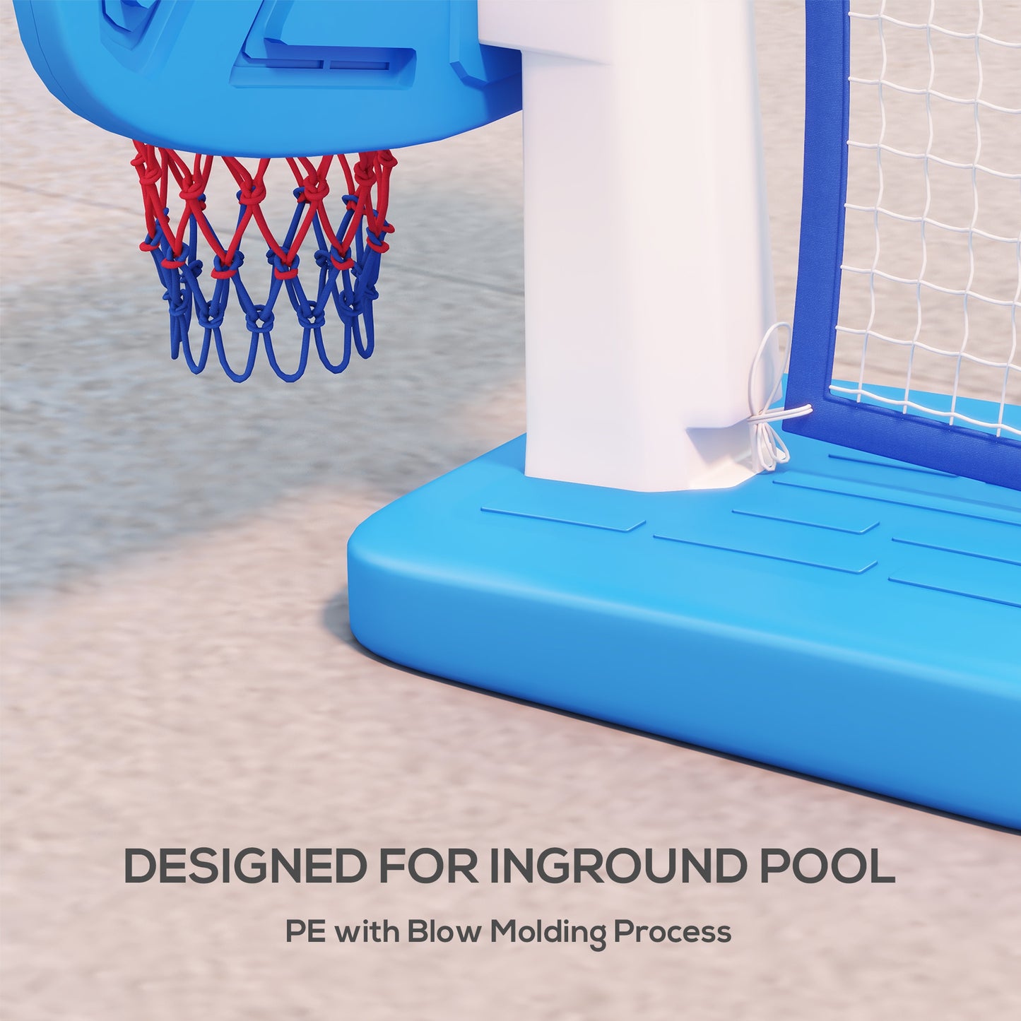 HOMCOM 51"-64" Height Adjustable Basketball System Poolside Hoop Stand Portable with Wheels