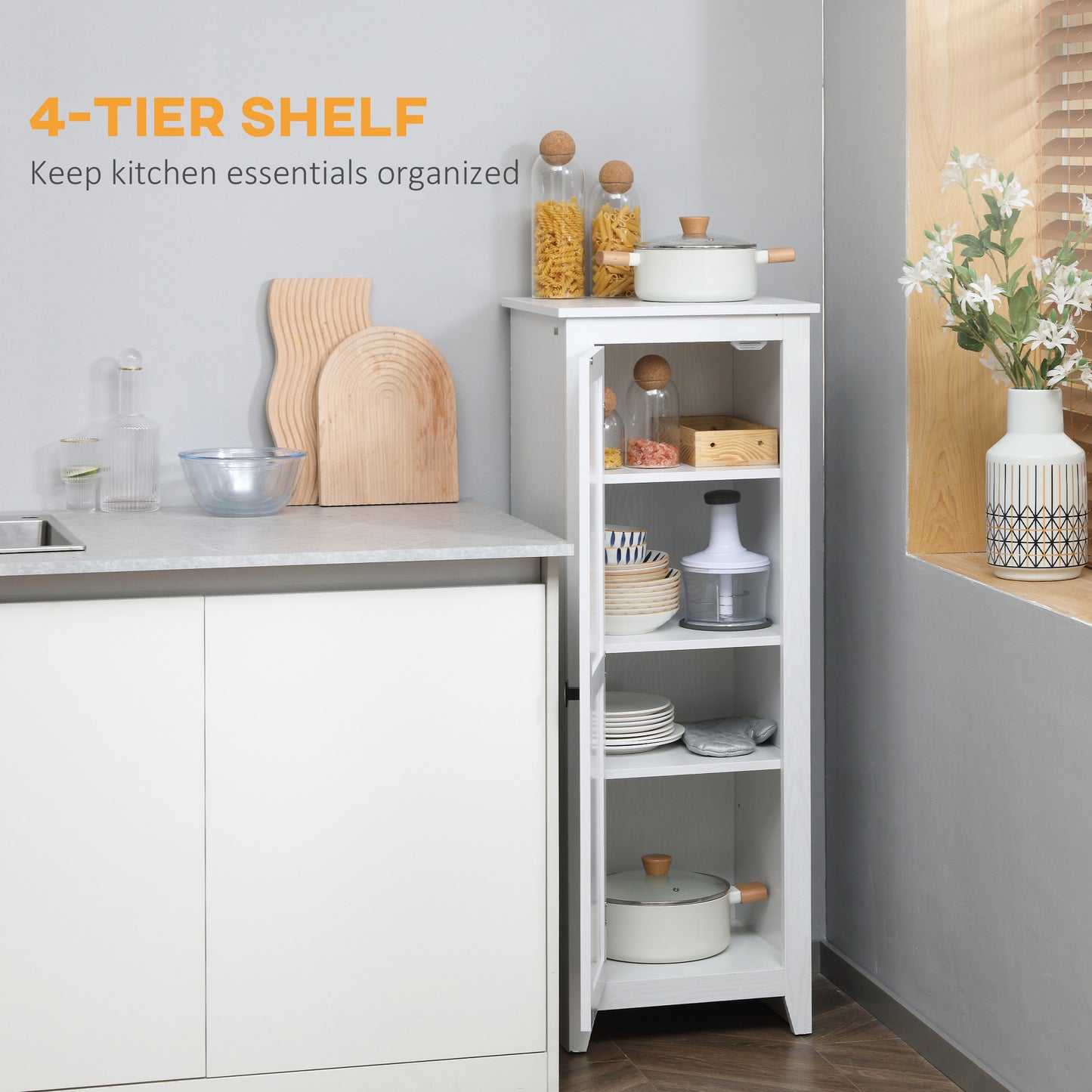 HOMCOM 48" Farmhouse Kitchen Pantry Storage Cabinet with Barn Door, Kitchen Pantry Cabinet with Adjustable Shelves, Natural