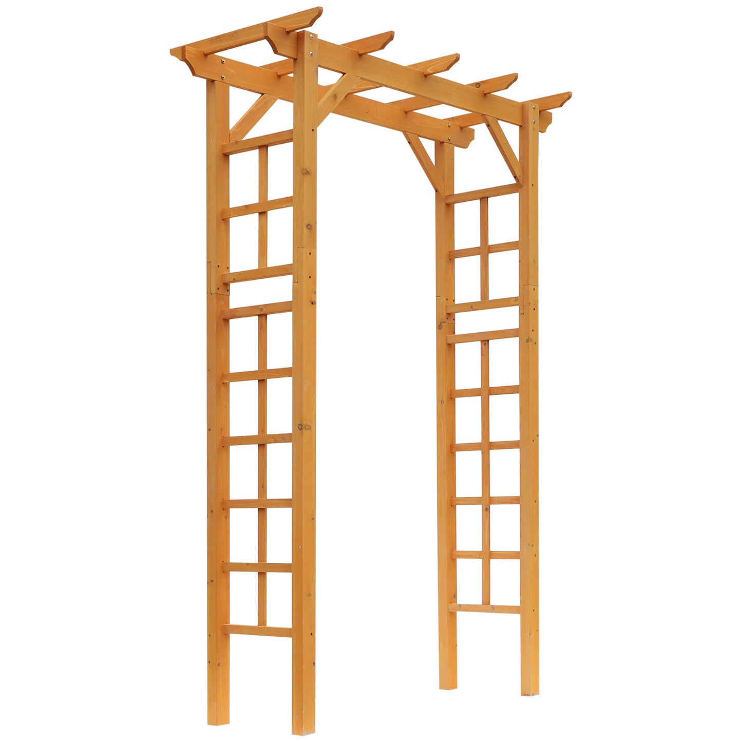 Outsunny 85" Wooden Outdoor Garden Arbour, Garden Arch Trellis for Climbing Vines for Wedding and Ceremony - Orange