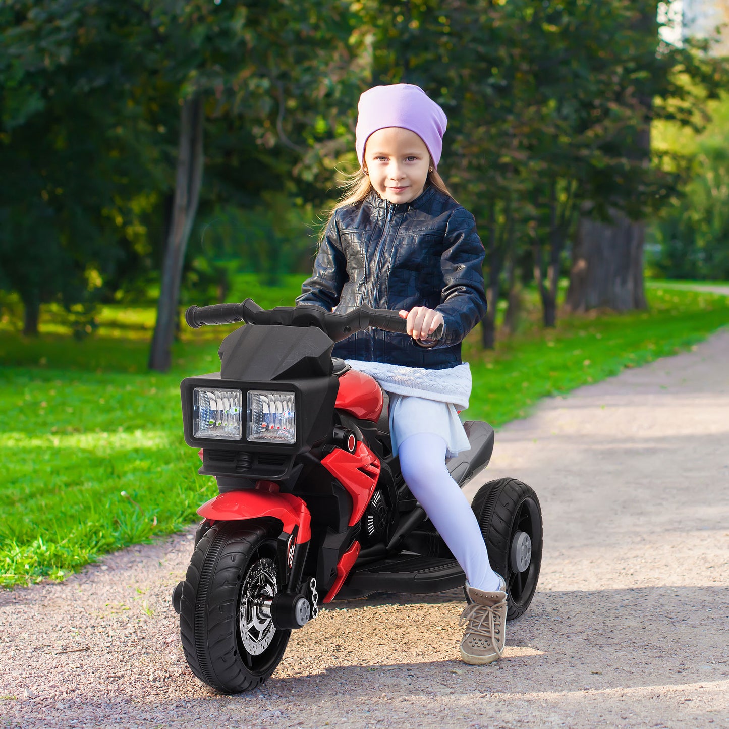 Aosom Kids Electric Pedal Motorcycle Ride-On Toy 6V Battery Powered w/ Music Horn Headlights Motorbike for Girls Boy Blue