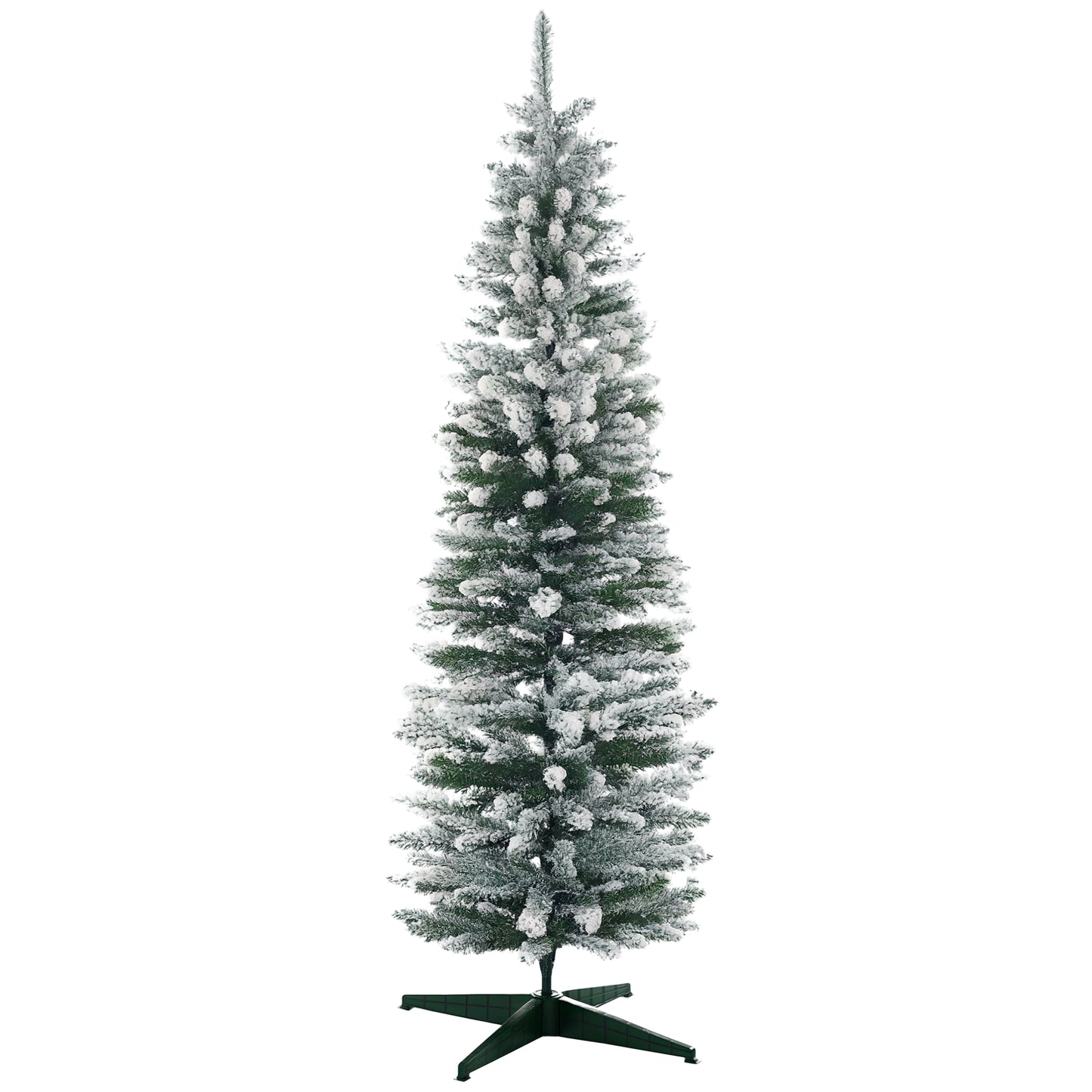 HOMCOM 6ft Flocked Christmas Tree, Pencil Artificial Christmas Tree with Realistic Branches, Pink