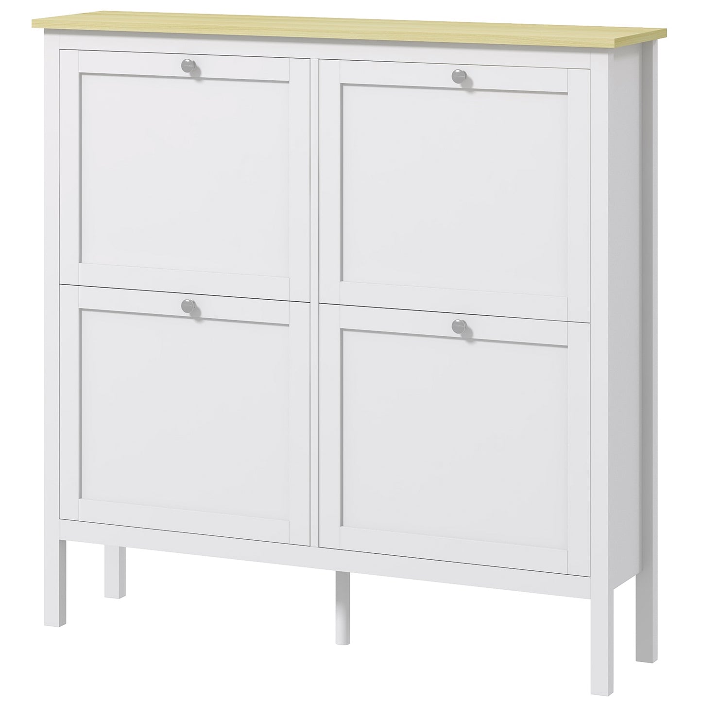 HOMCOM Entryway Shoe Storage Cabinet with 4 Flip Drawers, Adjustable Shelves, Narrow Shoe Cabinet for 20 Pairs of Shoes, White