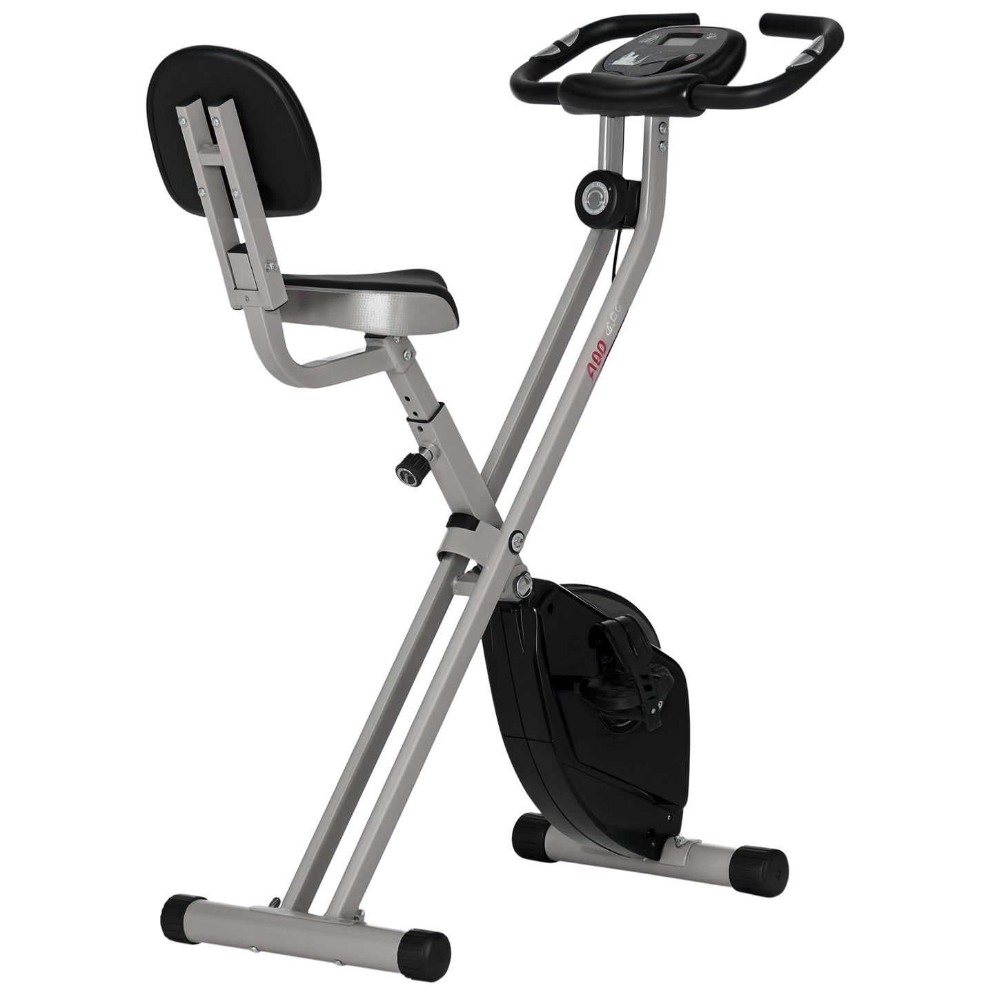 Soozier Foldable Indoor Stationary Bike with 8 Levels of Magnetic Resistance, Exercise Bike for Cardio Workout, Red