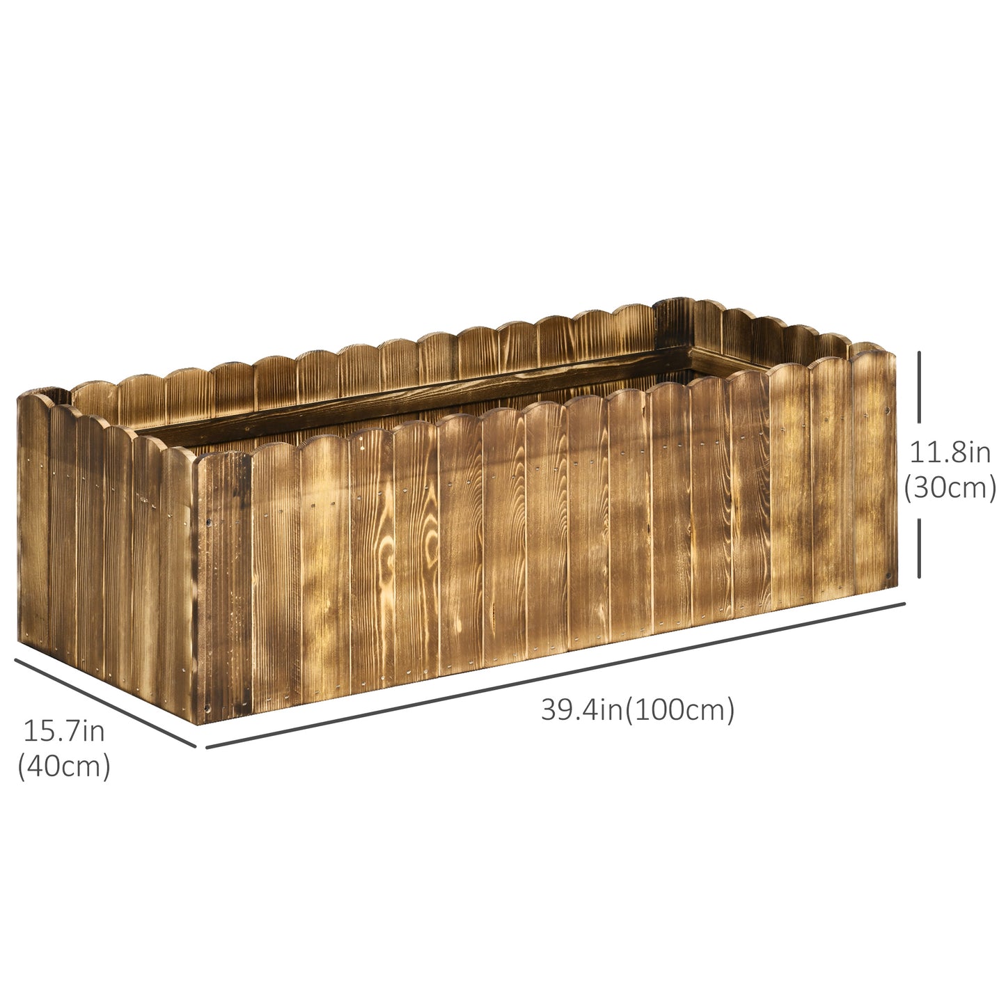 Outsunny 40" x 16" x 12" Wooden Raised Garden Bed, Raised Planter Box, Planter Raised Bed with Drainage Holes, Natural
