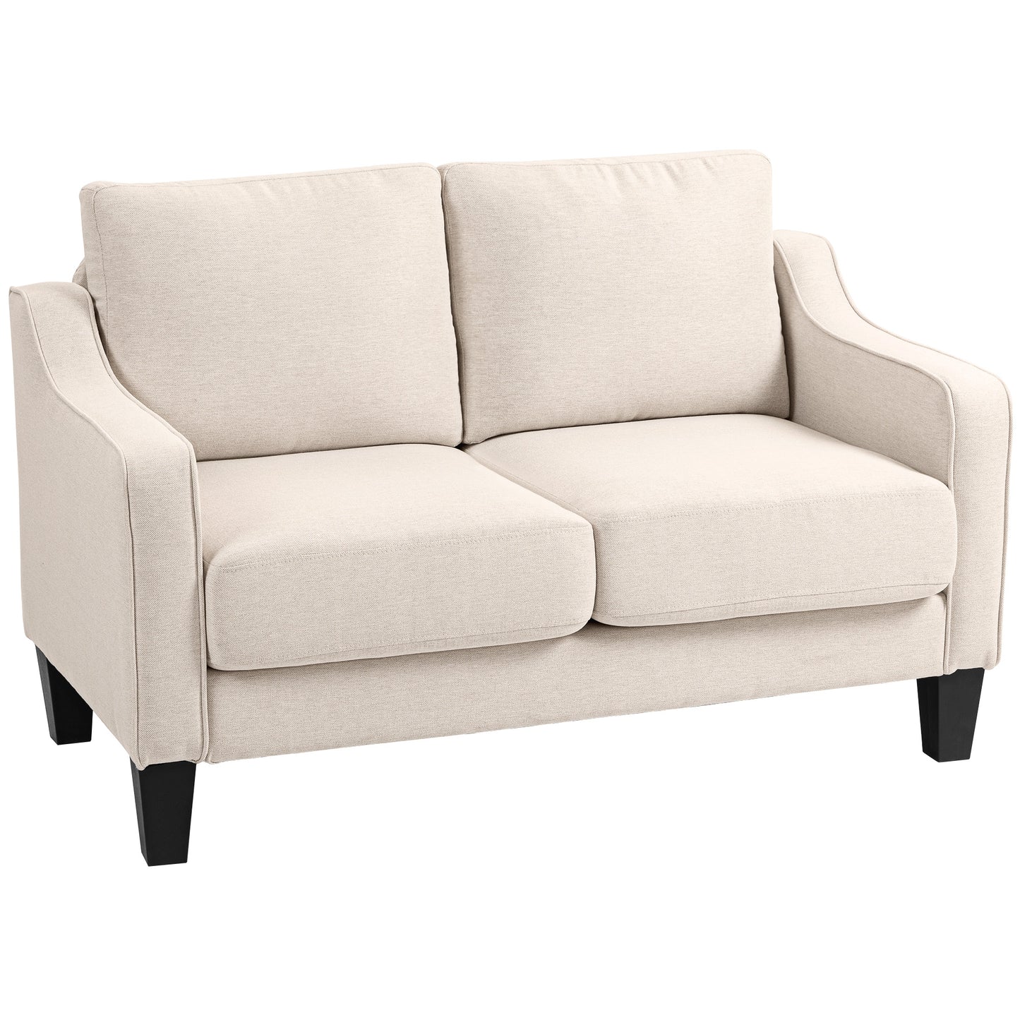 HOMCOM Loveseat Sofa, Modern Couch with Pocket Spring, Linen Upholstered, Thick Padded, Charcoal Grey