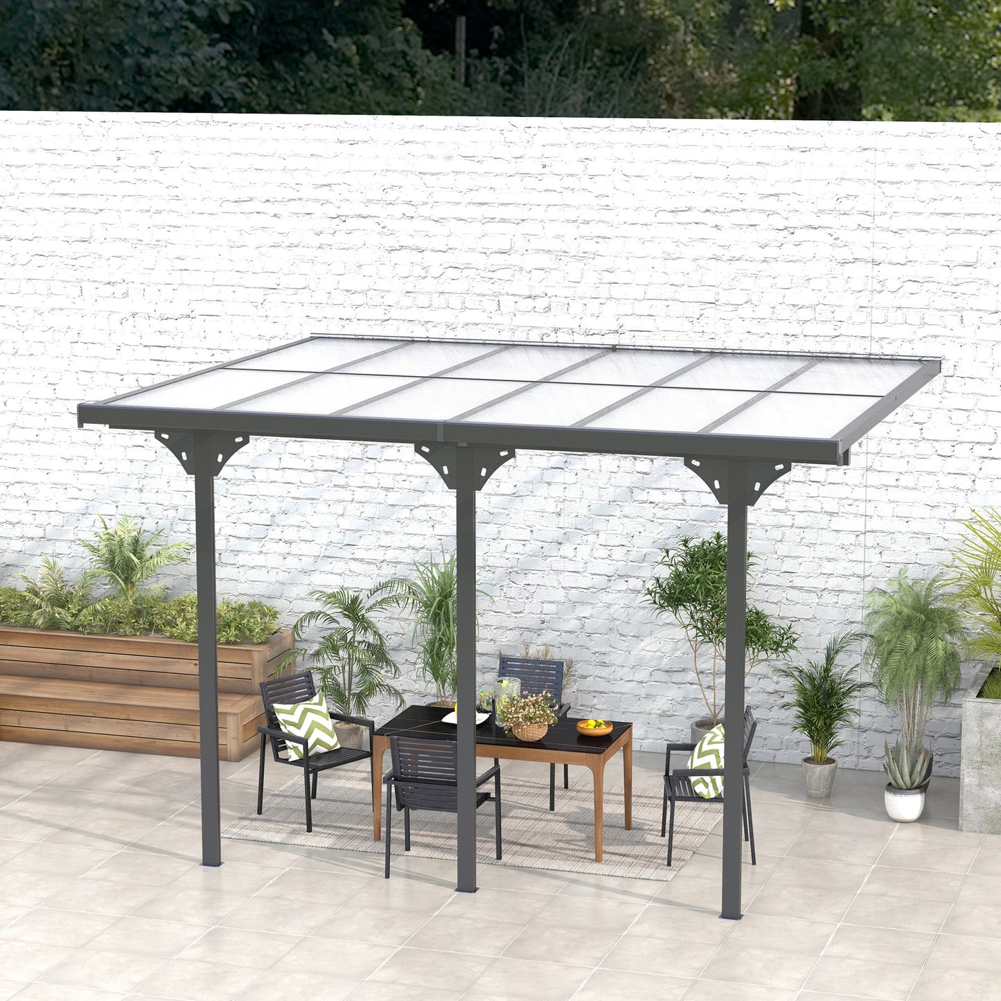 Outsunny 10' x 10' Outdoor Hardtop Pergola Gazebo with Adjustable Height, Aluminum Pergola with Polycarbonate Roof, UV Protection, Grey