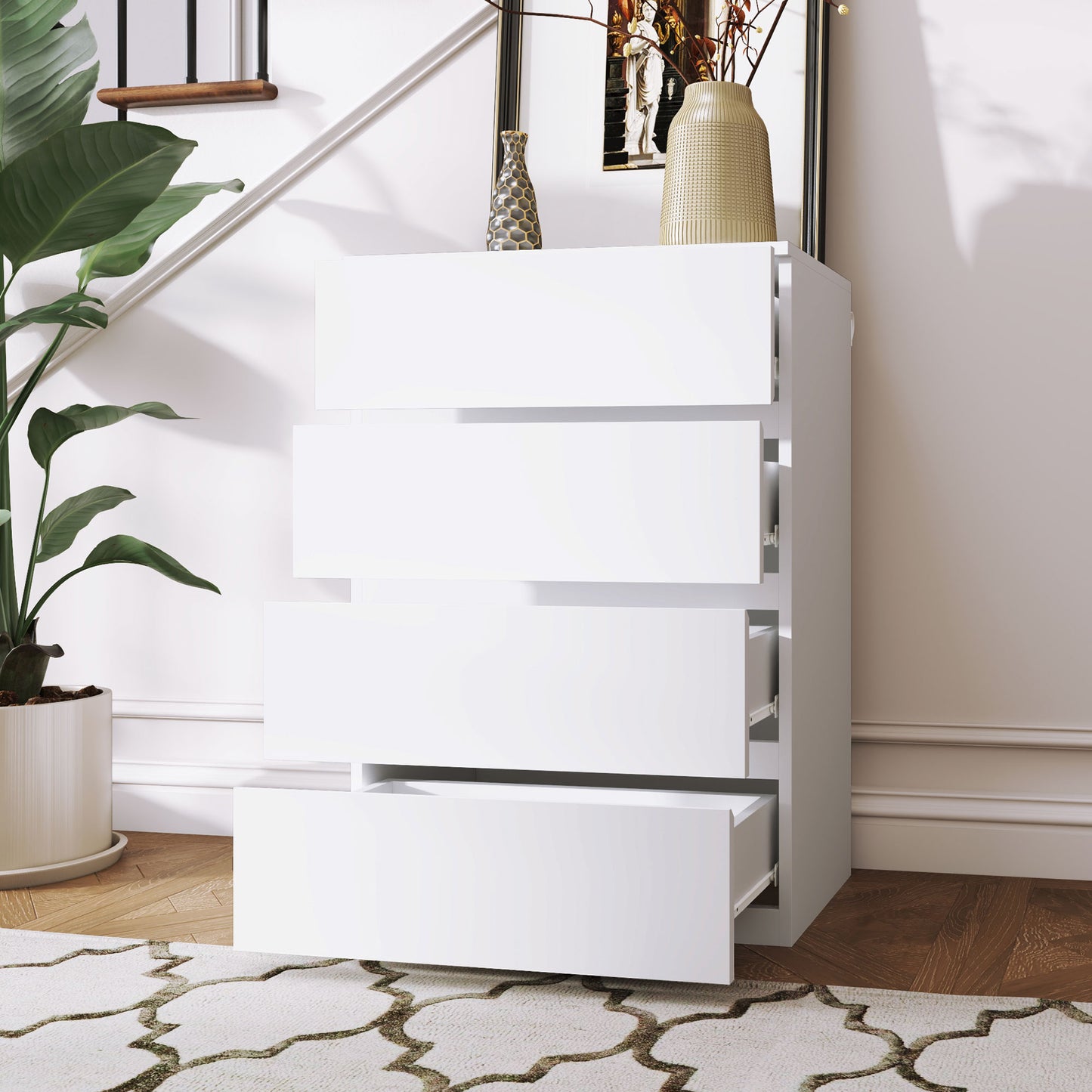 HOMCOM 4 Drawer Chest Storage Cupboard Freestanding Drawer Unit, Black