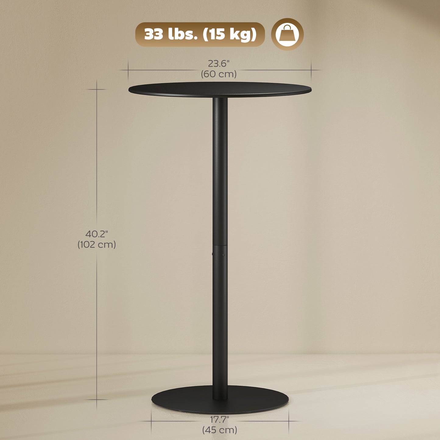 HOMCOM Round Bar Table for 2, Modern Pub Table with Steel Frame, Easy Assembly for Small Space Home Bar Cocktail Bistro, White
