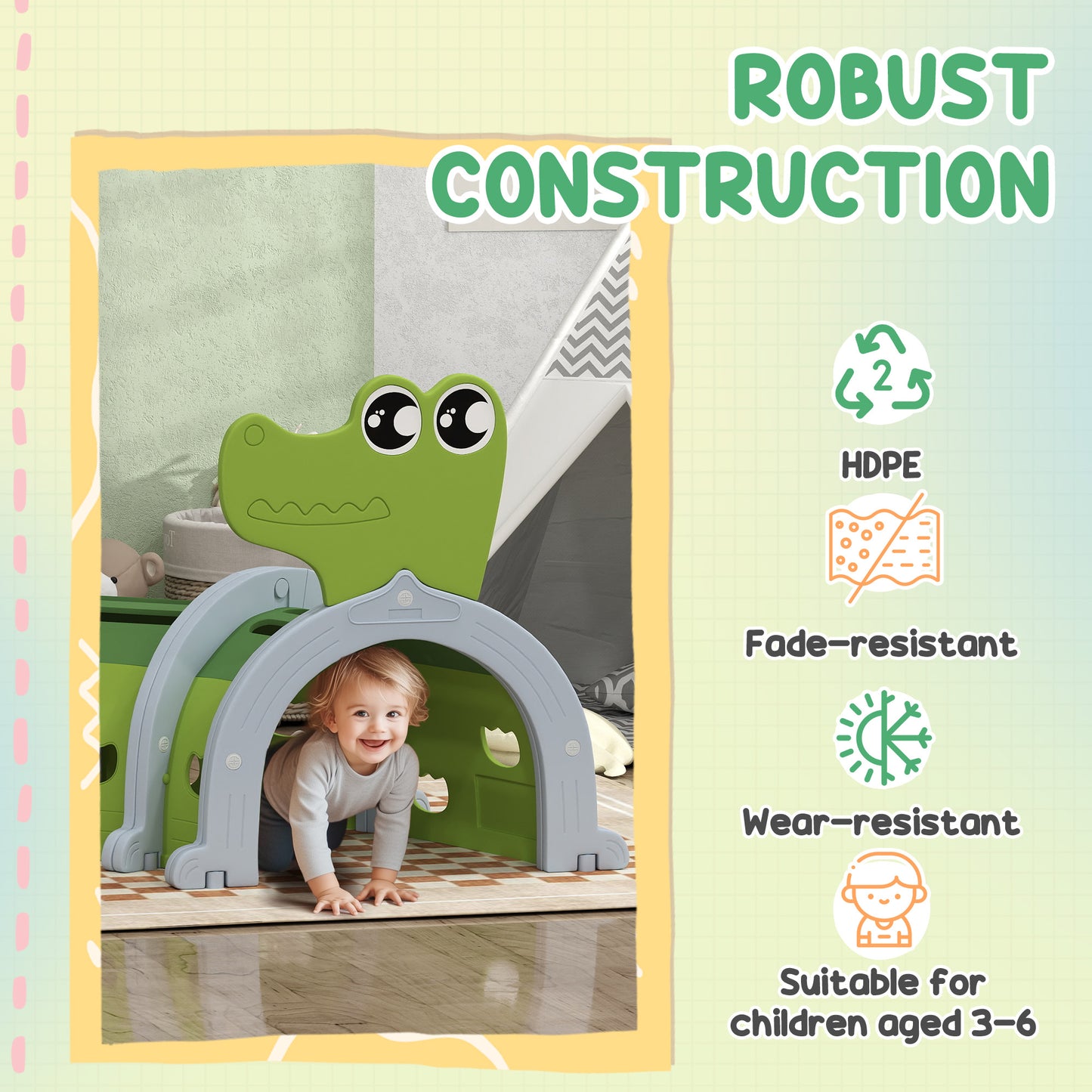 Qaba Lion Design Tunnel for Kids to Crawl Through, for 3-6 Years, Multicoloured