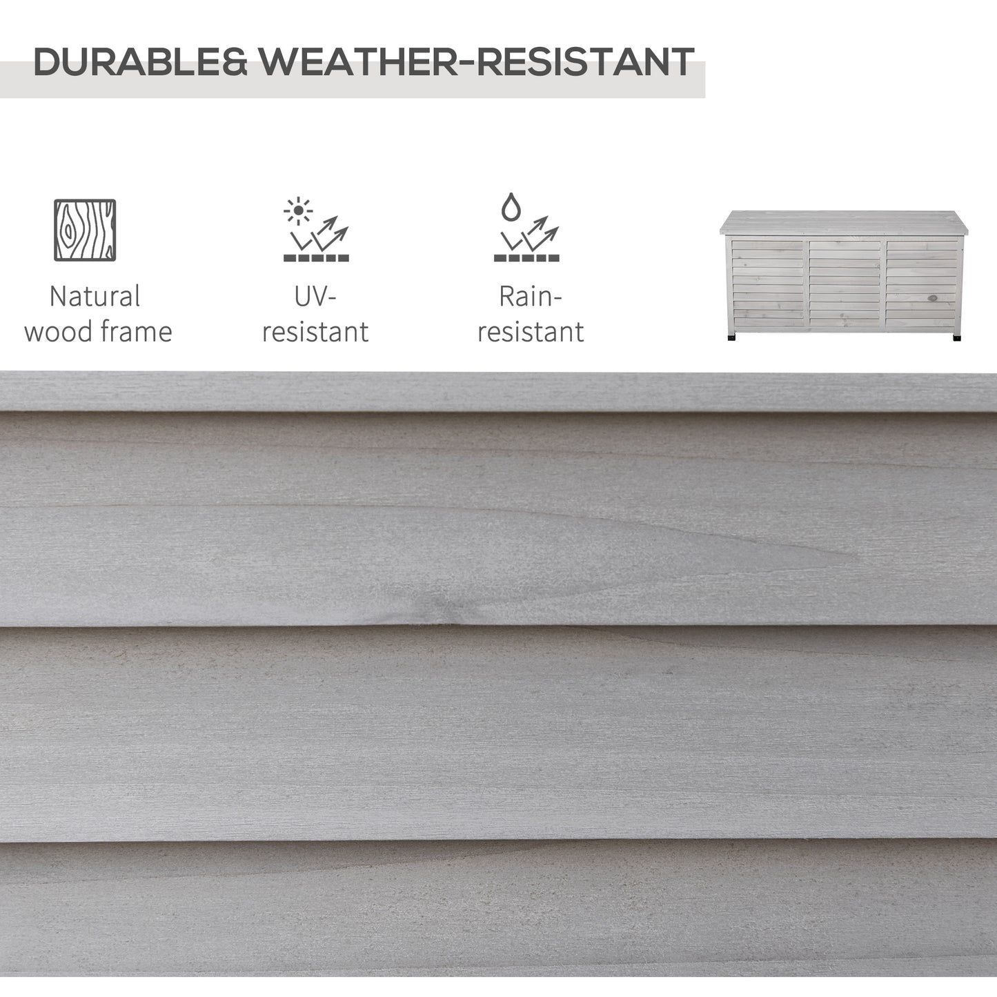 Outsunny 75 Gallon Wooden Storage Box patio Deck Box Bench, Garden Backyard Outdoor Storage Container with Aerating Gap & Weather-Fighting Finish, White