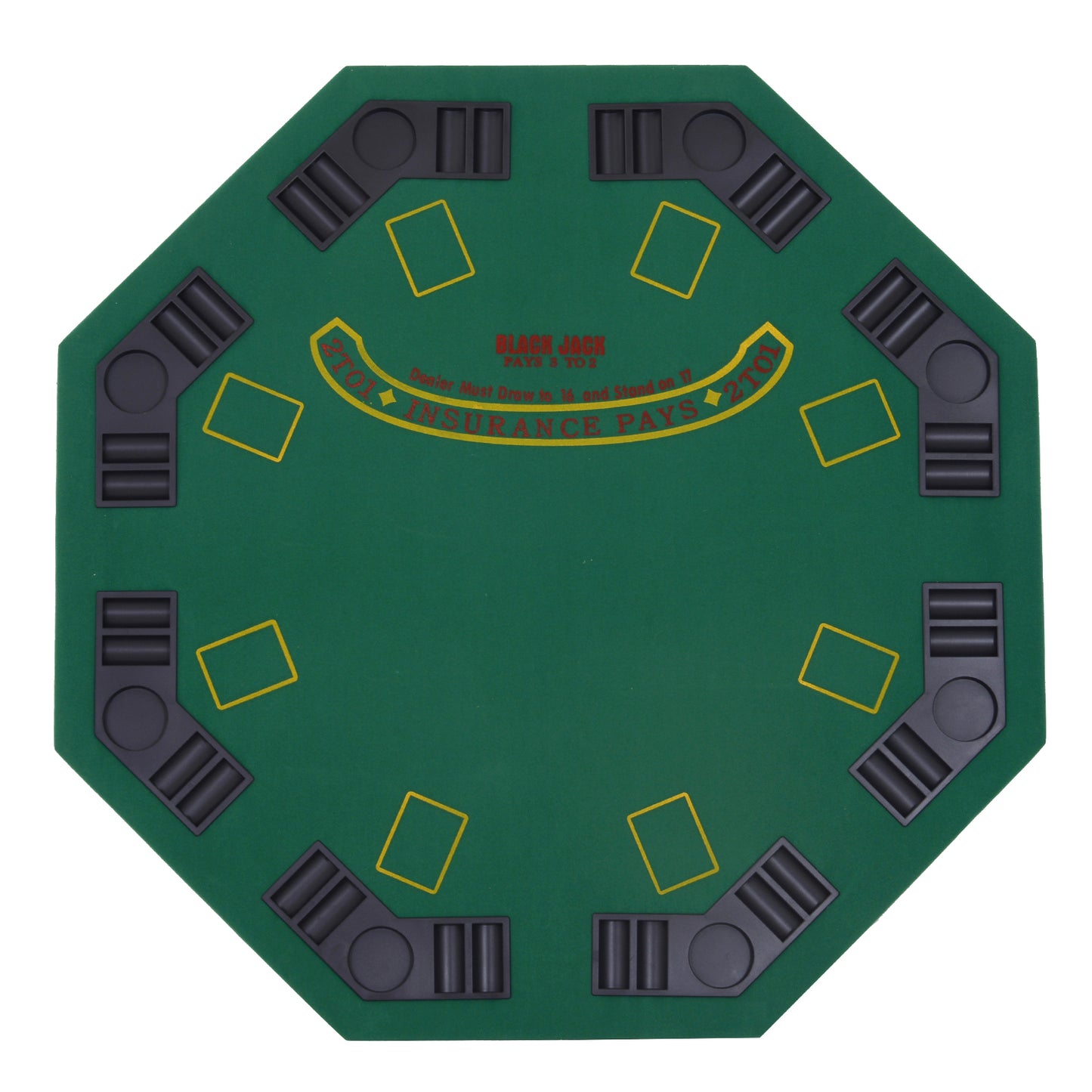 Soozier Folding Poker Table, 47" Octagon Blackjack Poker Game Table for 8 Players with Cup Holders, Green