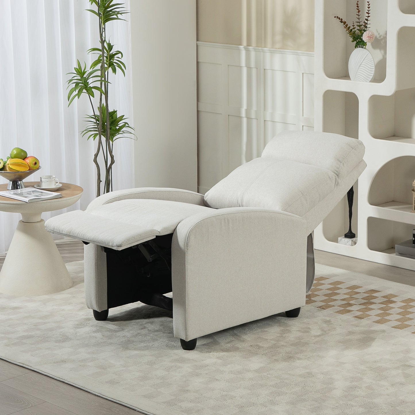 HOMCOM Fabric Recliner Chair Manual Home Theater Seating Single Reclining Sofa Chair with Padded Seat for Living Room, Dark Grey