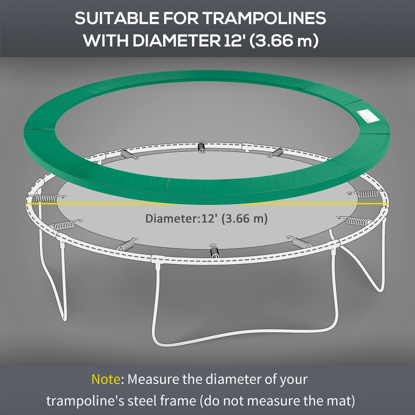 HOMCOM ⌀12ft Trampoline Pad ⌀144" Spring Safety Replacement Gym Bounce Jump Cover EPE Foam (Green)