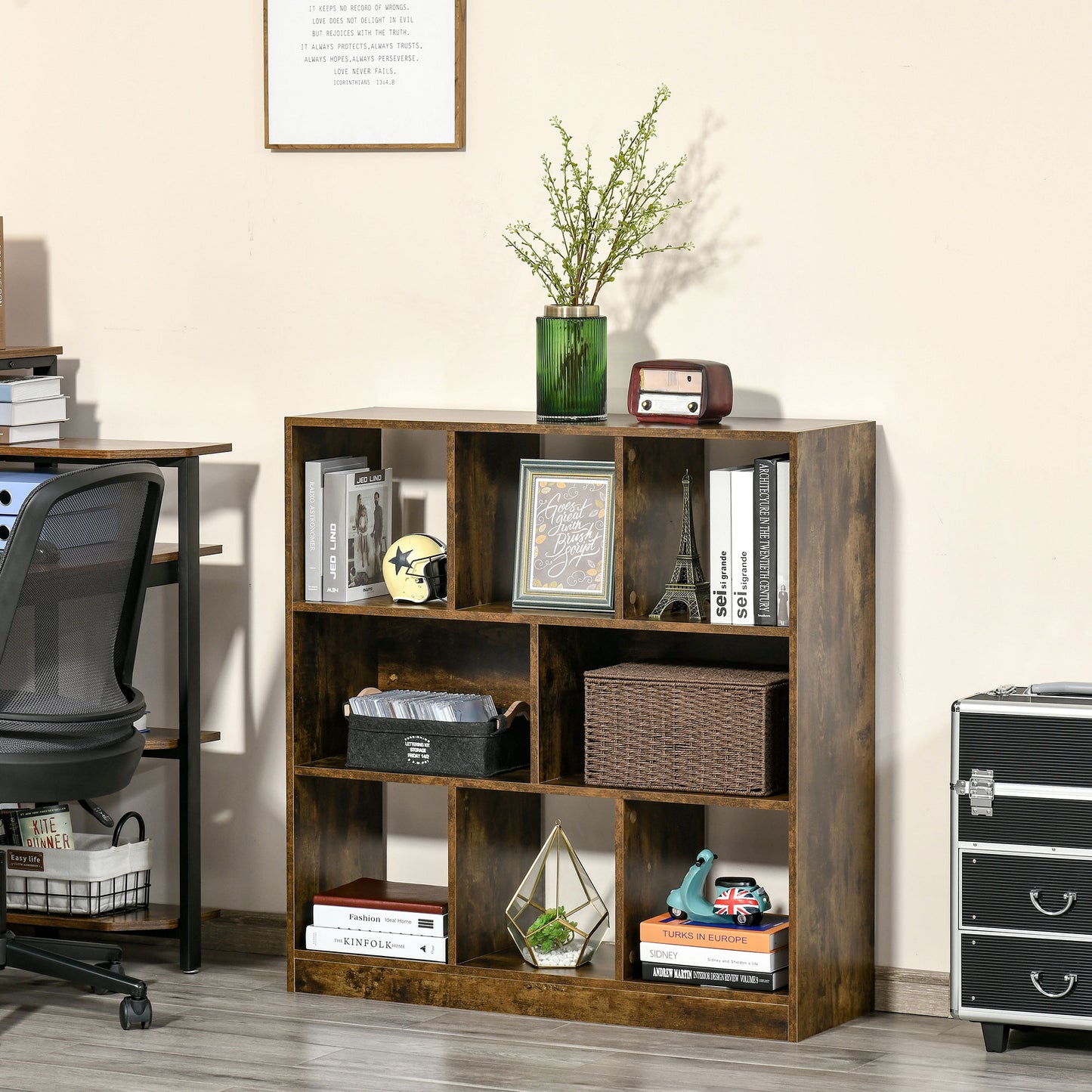 HOMCOM 5-Tier Bookcase, Storage Bookshelf, Display Shelves with Adjustable Shelves for Living Room, Home Office, Nature Wood