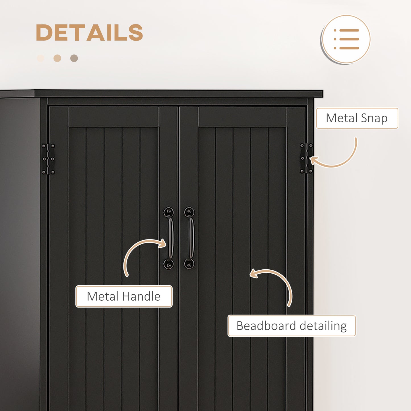 HOMCOM 48" 4-Door Storage Cabinet Multi-Storey Large Space Pantry with Adjustable Shelves Black