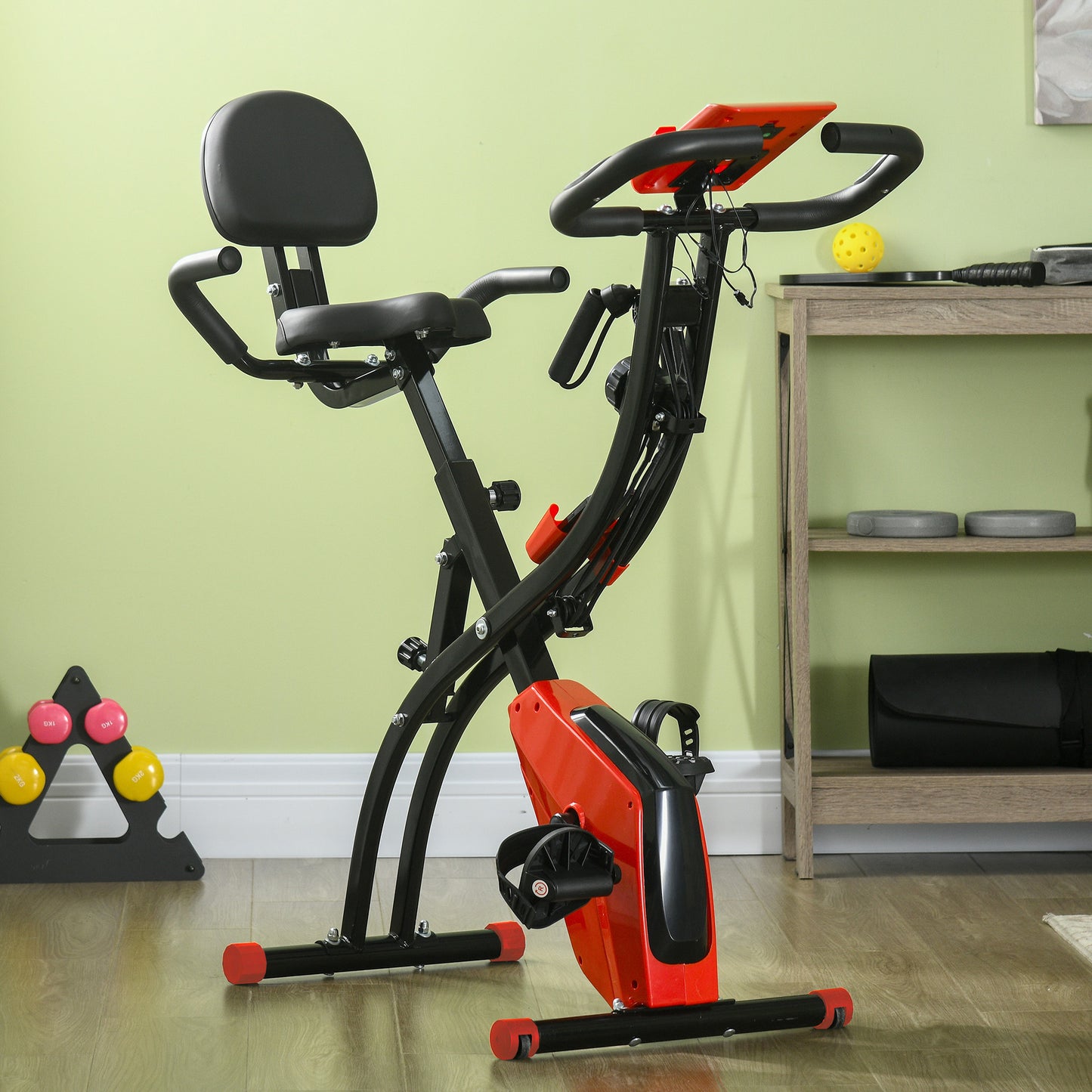 Soozier 3 in 1 Folding Exercise Bike, Foldable Stationary Bike with 8-Level Magnetic Resistance, Adjustable Seat, Black