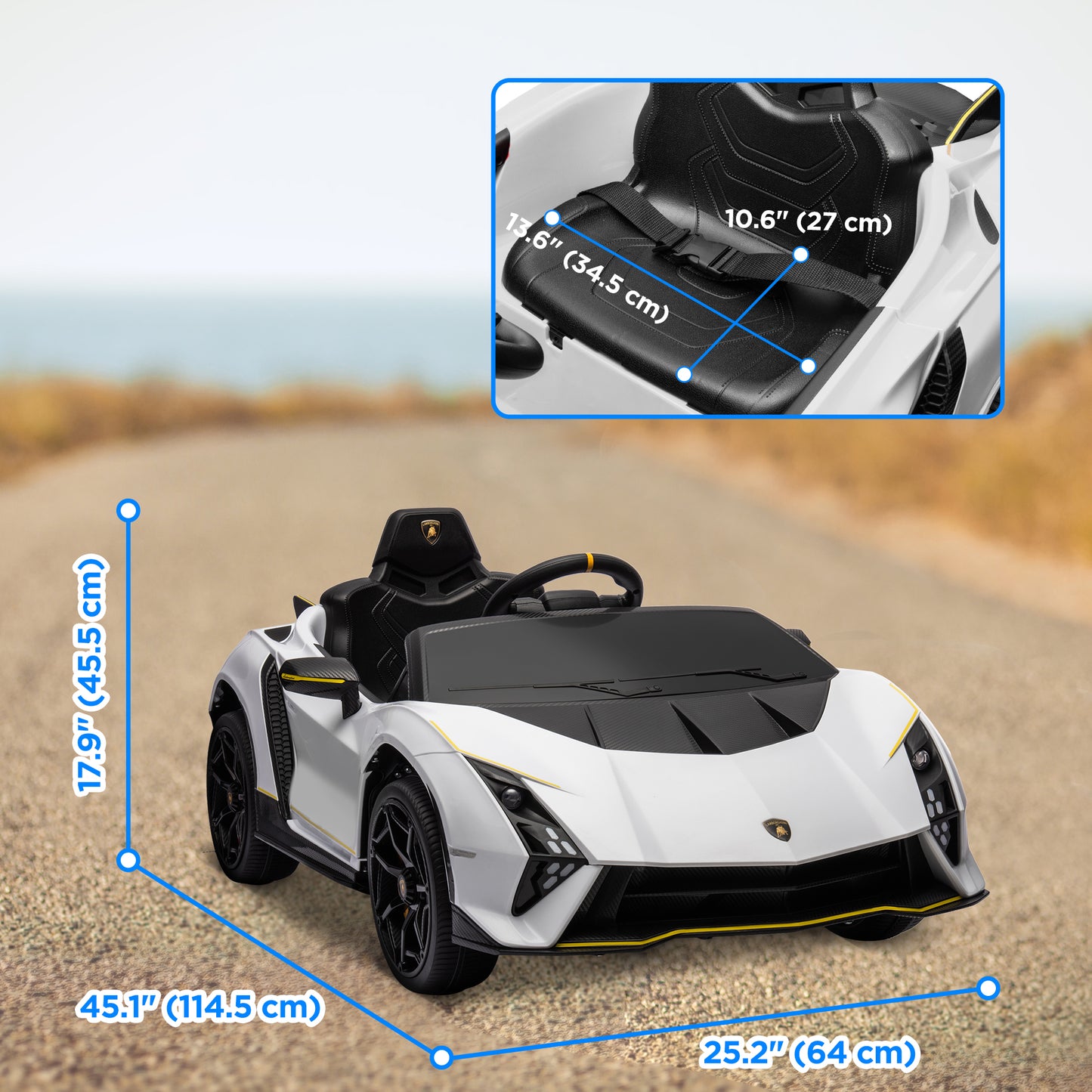 Qaba 12V Lamborghini Autentica Licensed Kids Car with Remote Control, 4 Wheels Spring Suspension, Soft Start, Red