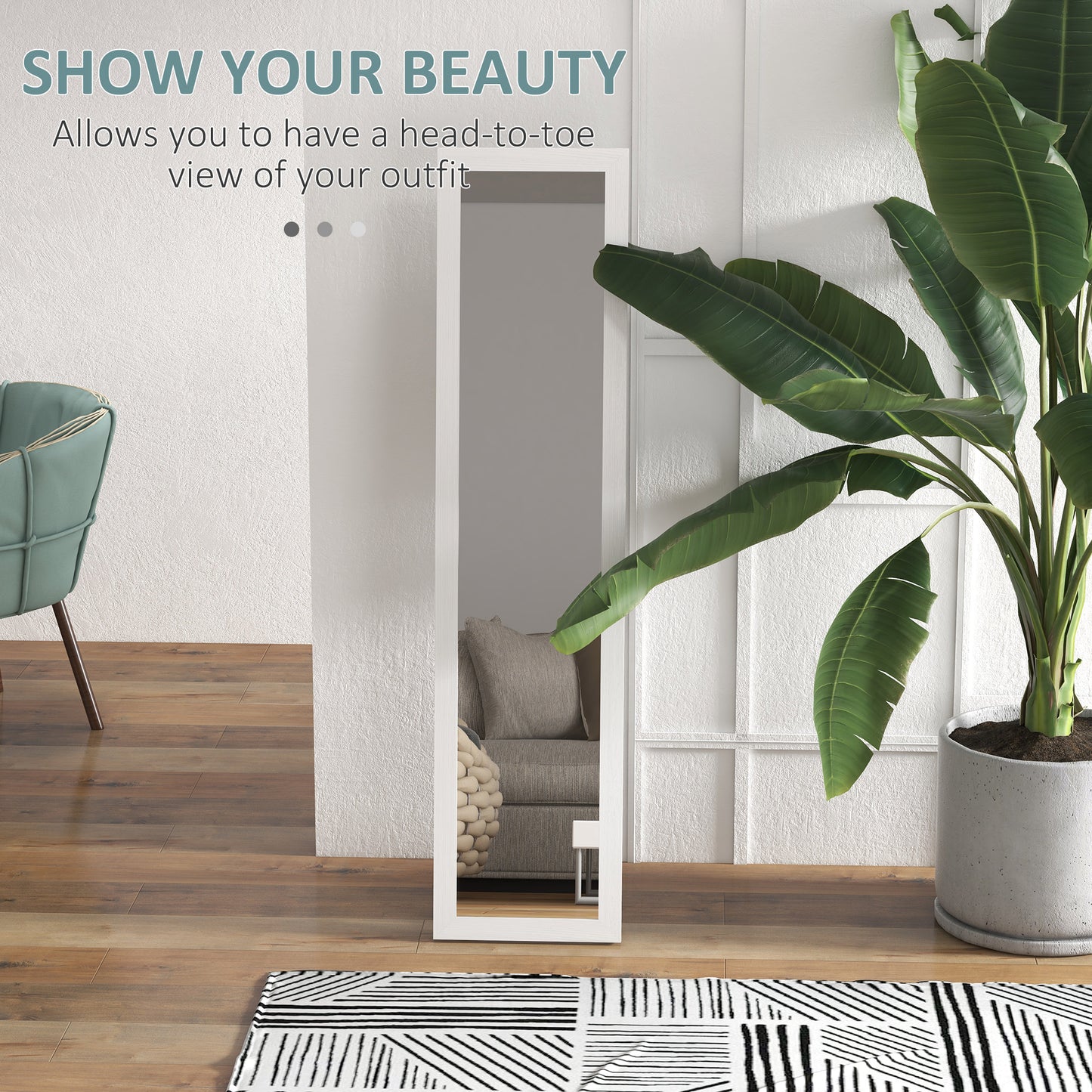 HOMCOM 15" x 62" Full Length Mirror for Bedroom, Free Standing Dressing Mirror, Wall Mirror for Living Room, Grey