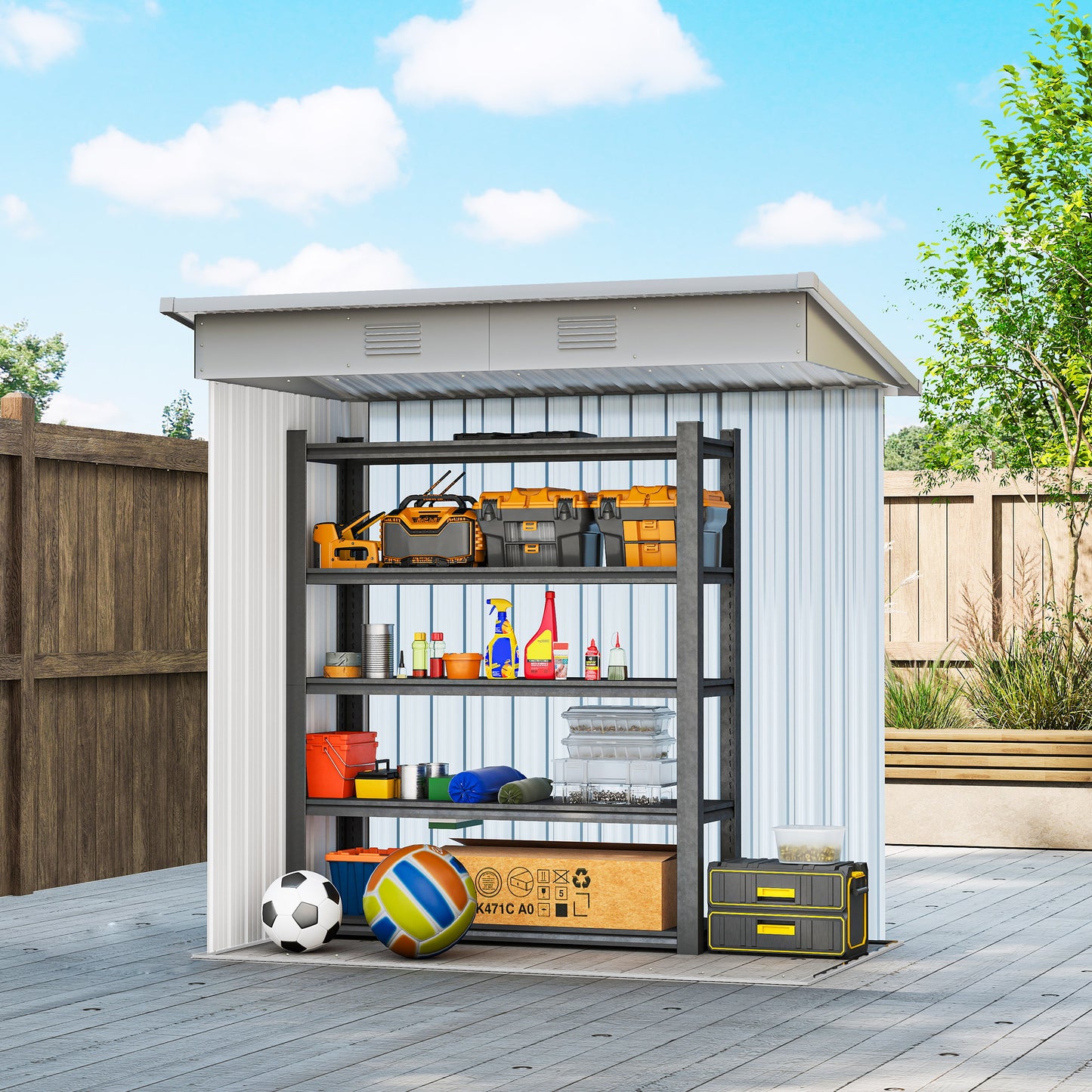 Outsunny 7' x 4' Outdoor Storage Shed, Metal Garden Tool Storage House Organizer with Lockable Sliding Doors and Vents for Backyard Patio Lawn, Charcoal Grey