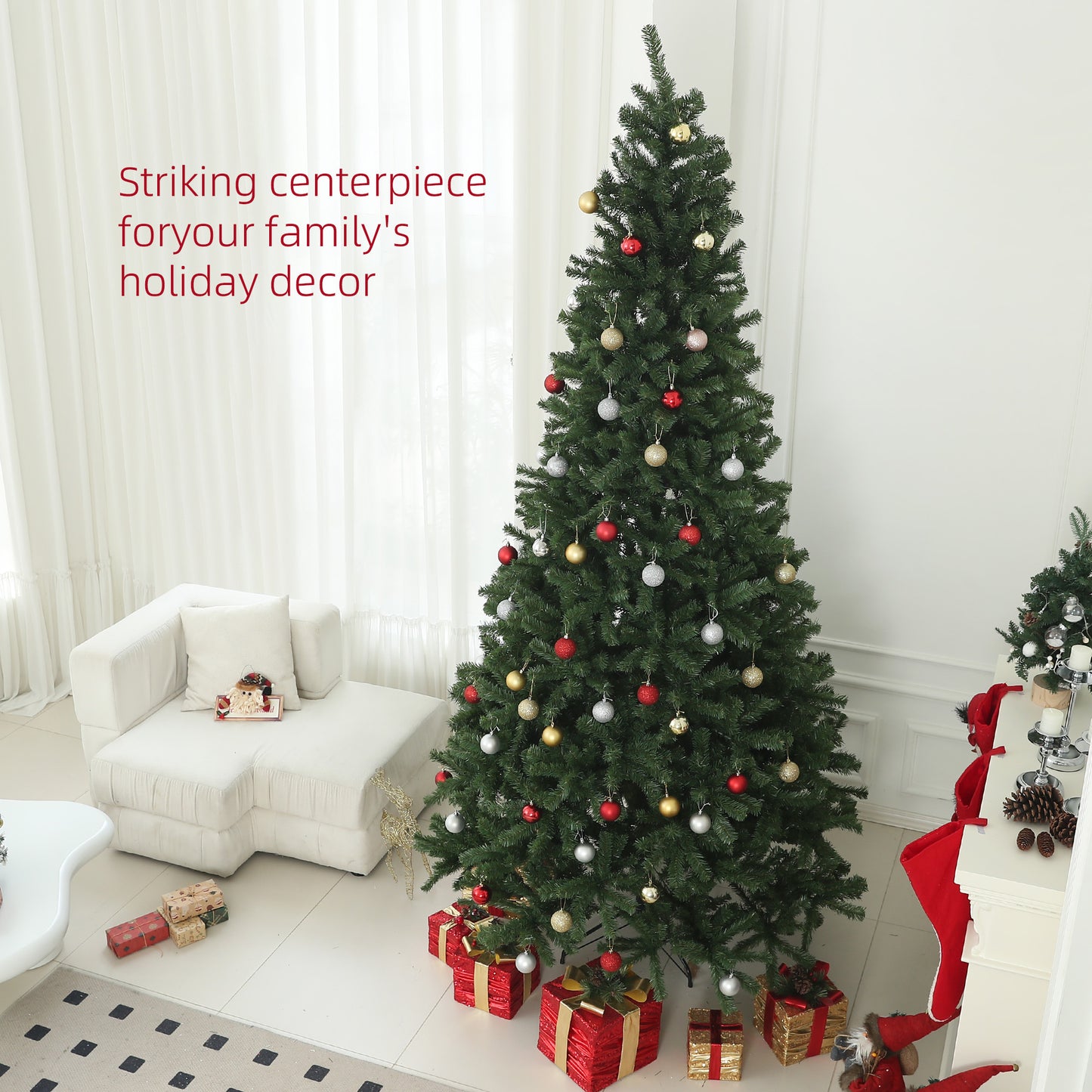 HOMCOM 6ft Artificial Christmas Trees with Auto Open and Steel Base, Green