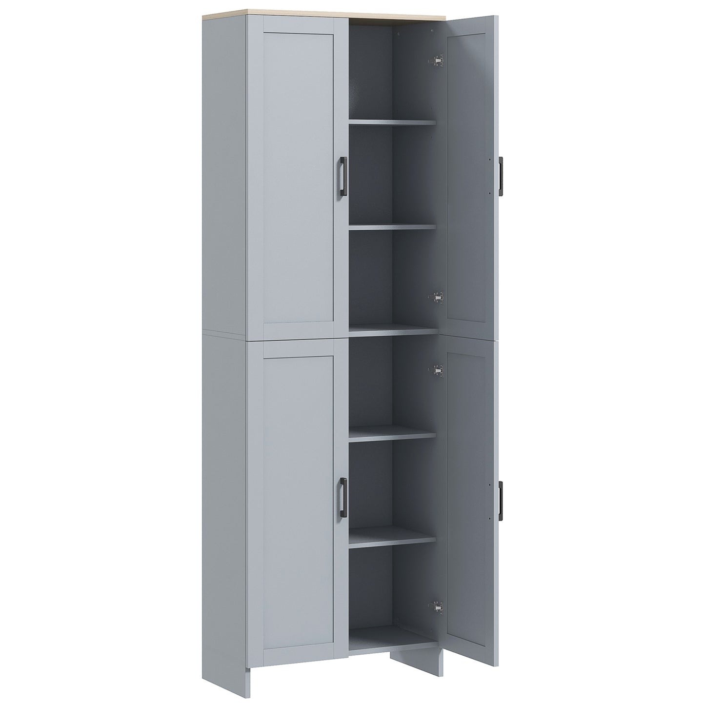 HOMCOM 67" 4-Door Kitchen Pantry Cabinet, Freestanding Storage Cabinet Cupboard with Adjustable Shelves, White
