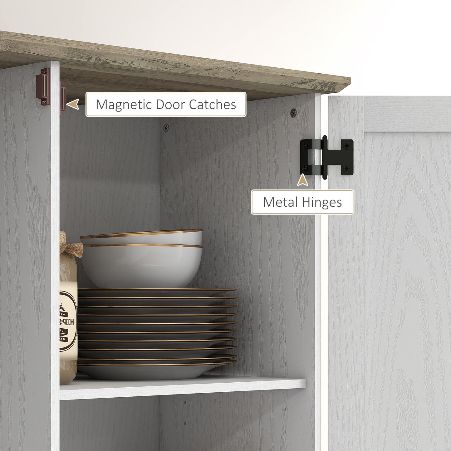 HOMCOM 70" Tall Kitchen Pantry Cabinet with Door Shelves and Adjustable Shelves, Black Wood Grain