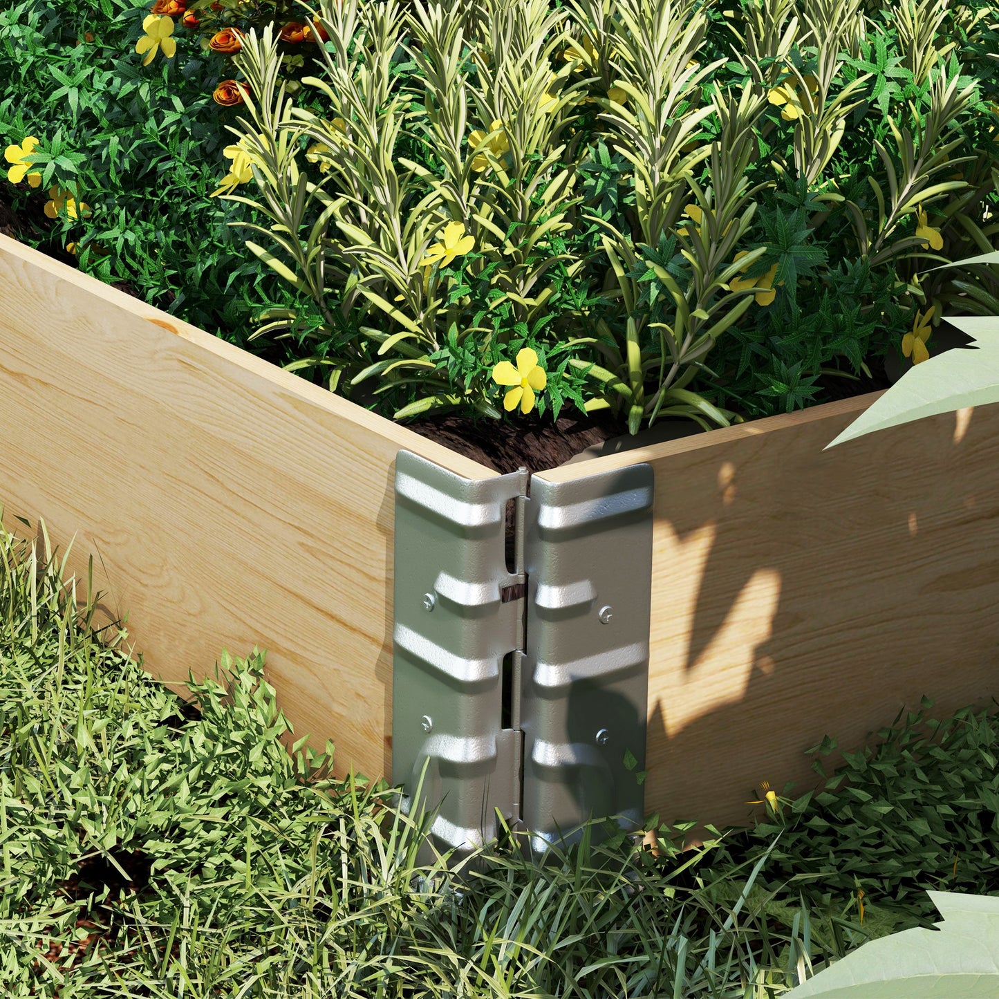 Outsunny Raised Garden Bed, Foldable Two-Box Wooden Planters for Outdoor Vegetables, Flowers, Herbs, Plants, Easy Assembly