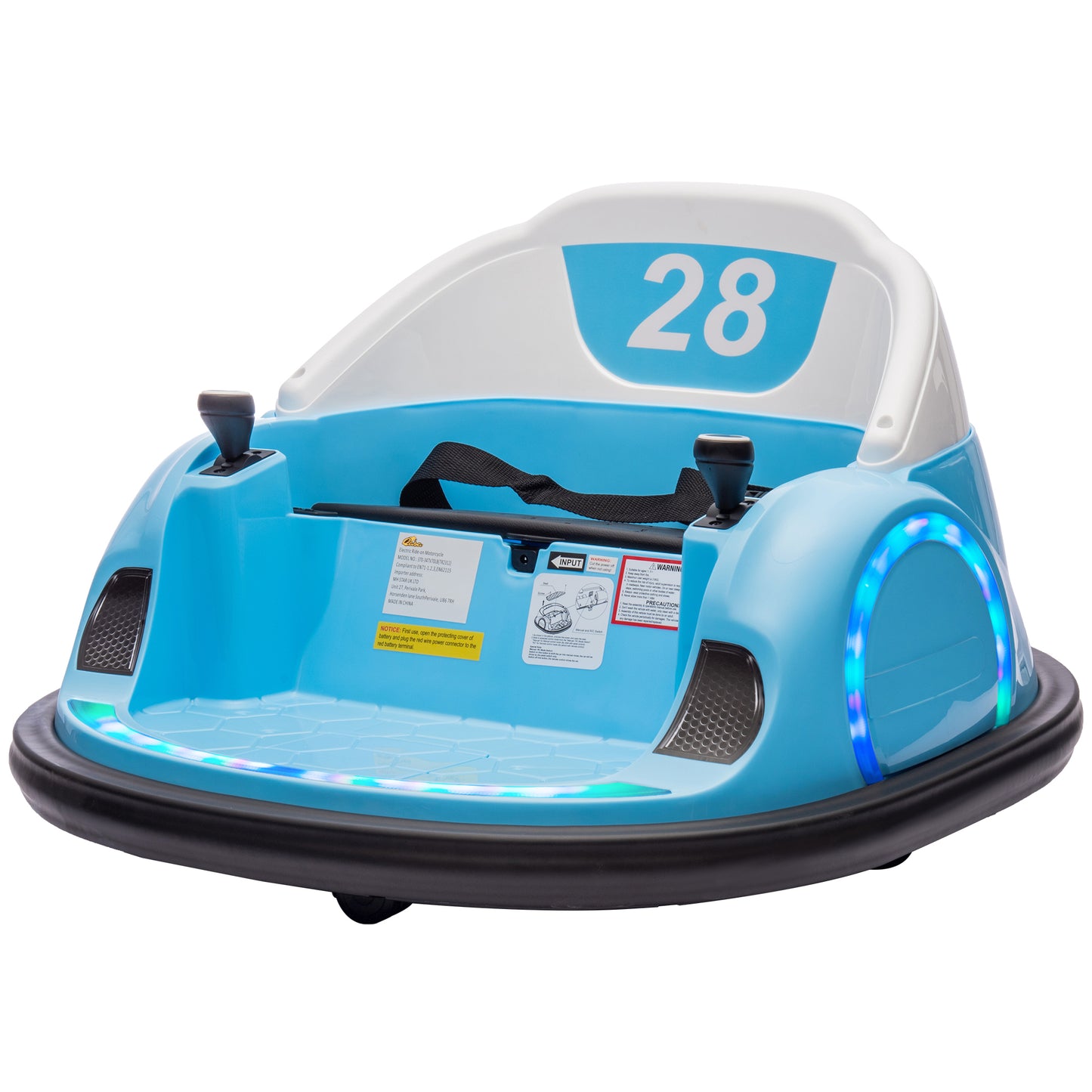 Qaba 12V Bumper Car for Toddlers, Ride On Car with 360 Degree Remote Control, Lights Music Horn, for 1.5-5 Years, Pink
