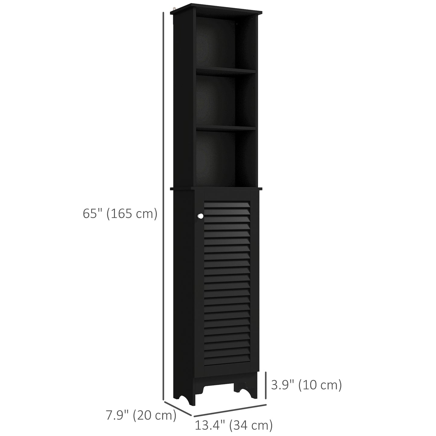 HOMCOM Tall Bathroom Storage Cabinet, Freestanding Linen Tower with 3-Tier Open Adjustable Shelf, White