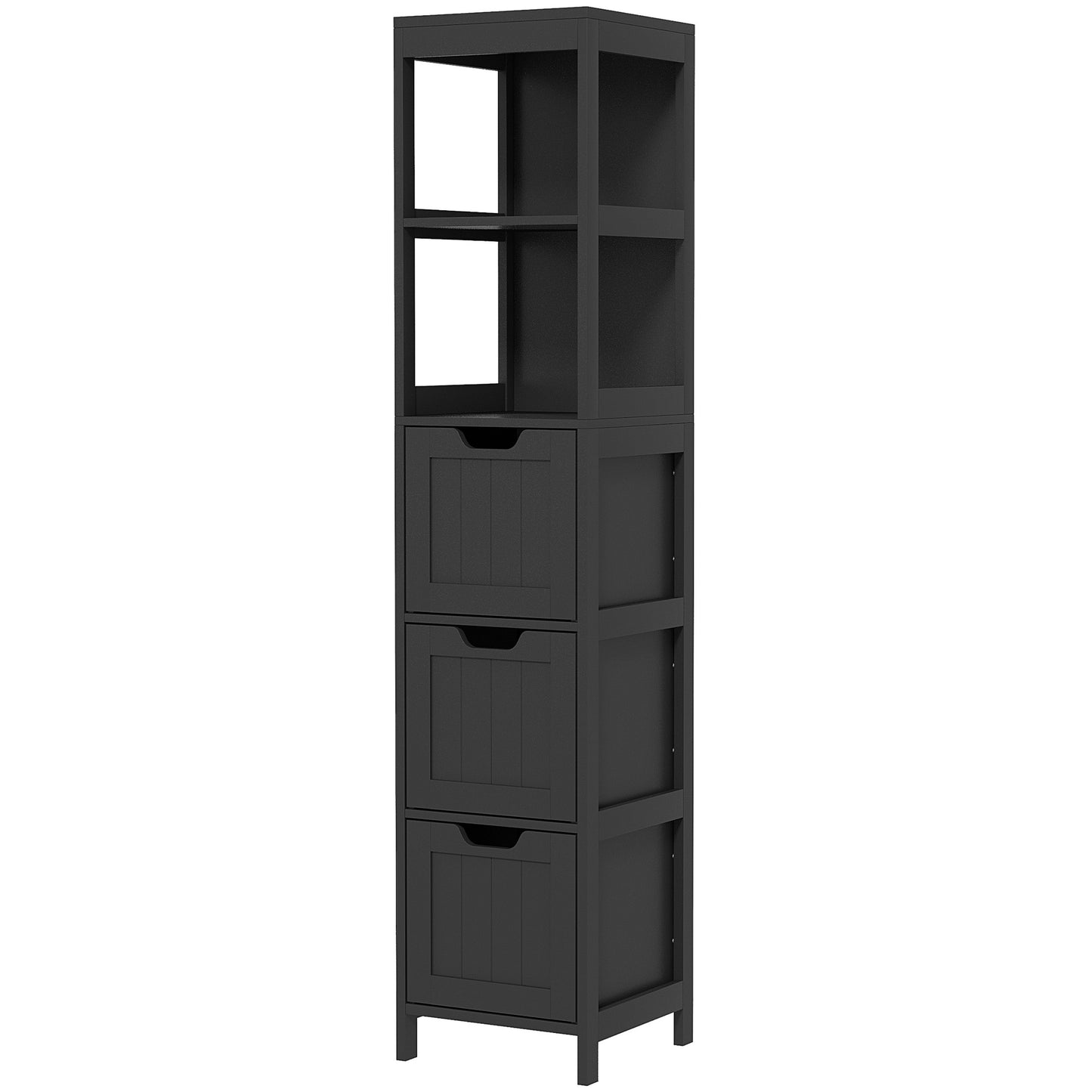 kleankin Narrow Bathroom Cabinet with 3 Drawers and 2 Tier Shelf, Tall Cupboard Freestanding Linen Tower, White