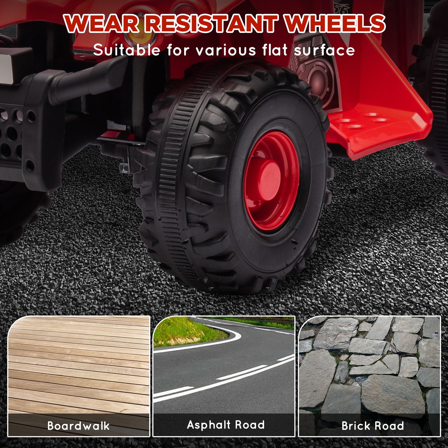 Qaba 6V Kids ATV Quad w/ Music, Forward, for 2-6 Years, Red