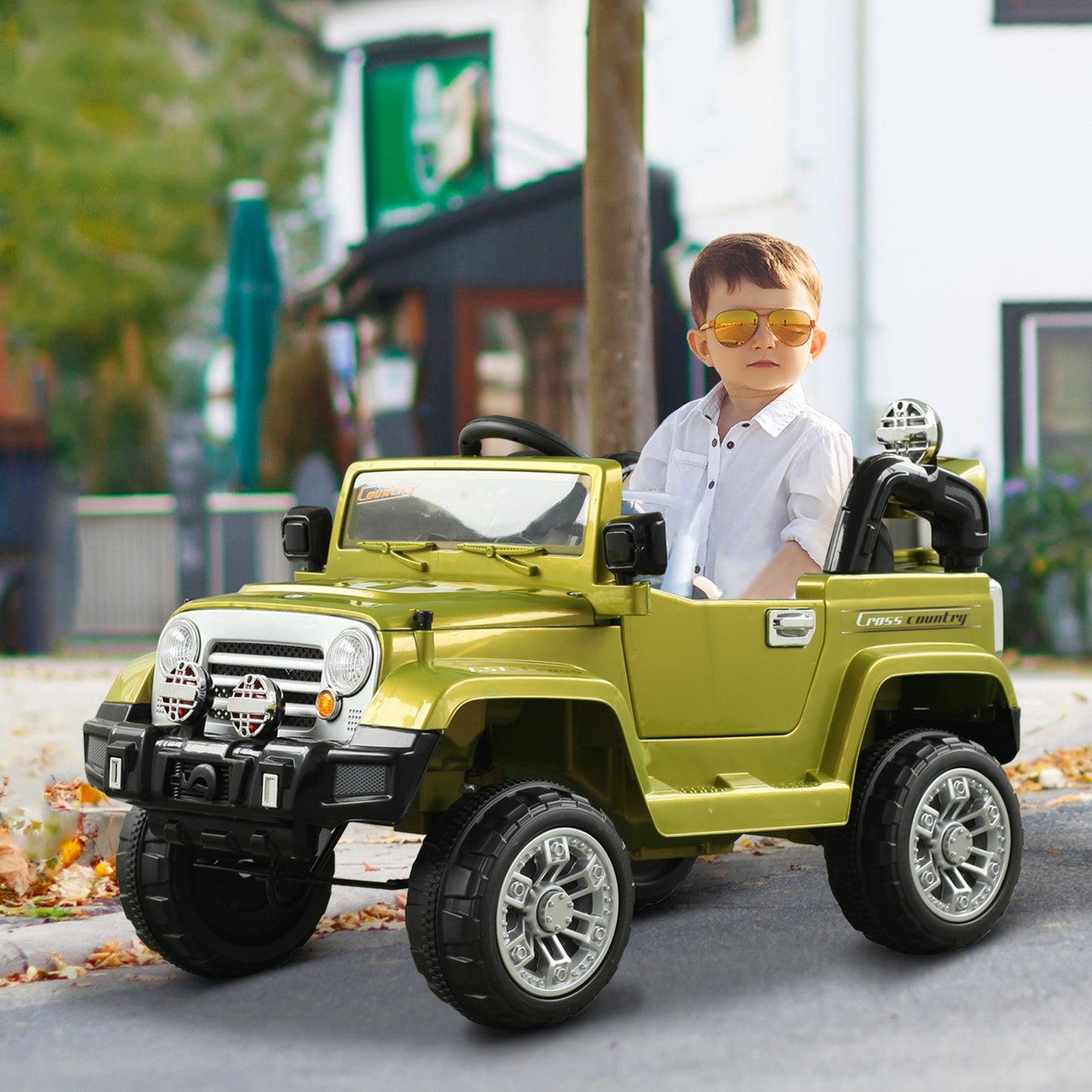 Aosom 12V Kids Electric Toy Car Jeep Power Wheels with Remote Control Black