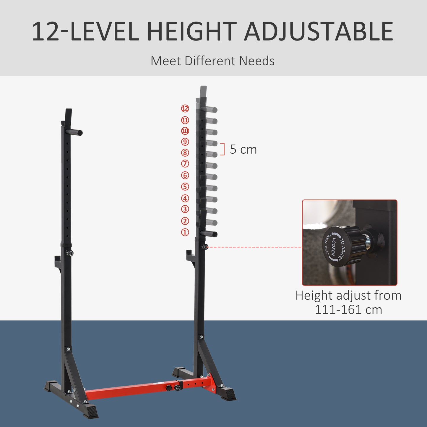 Soozier 2-Piece Barbell Rack, 53.5"-69.3" Height Adjustable Squat Rack Bench Press Rack, 440LBS Capacity