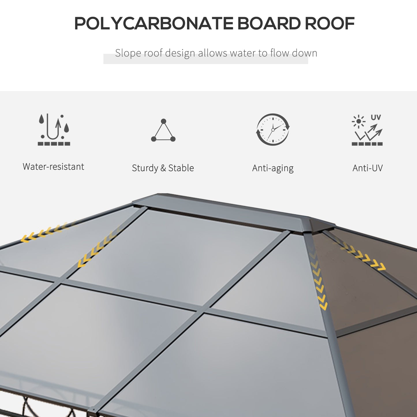 Outsunny 13' x 10' Polycarbonate Hardtop Gazebo Canopy, Outdoor Patio Gazebo with Aluminum Frame & Curtains, Dark Grey