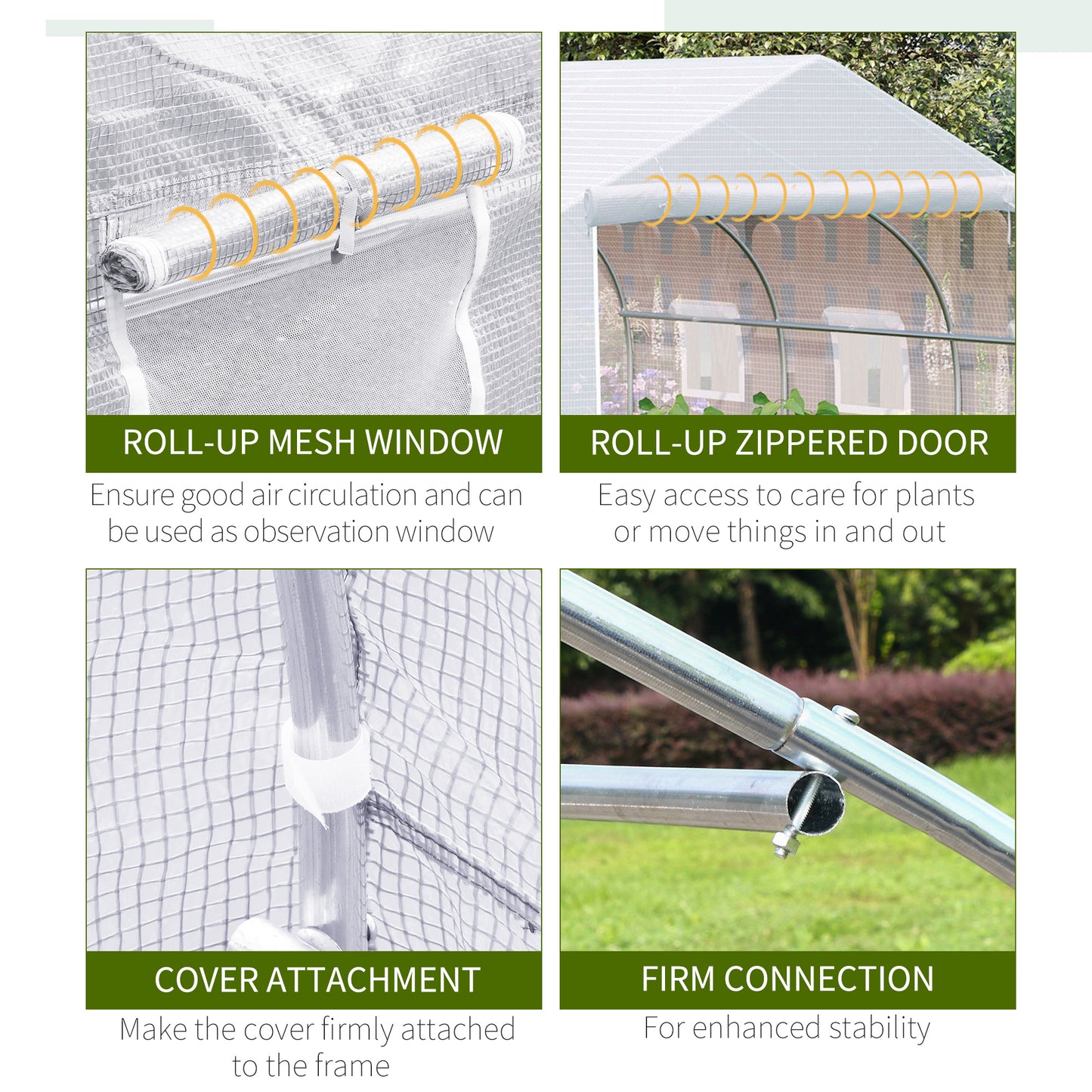 Outsunny 11.5'x9.8'x6.6' Portable Walk-In Tunnel Greenhouse Garden Warm House - White