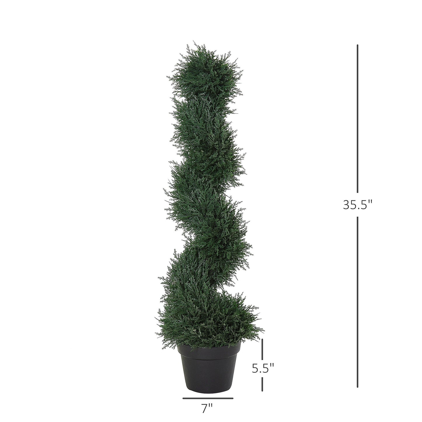 Outsunny 35.5" Topiary Trees Artificial Faux Fakes Spiral Plant Green Cedar Tree Indoor Decor with Nursery Pot